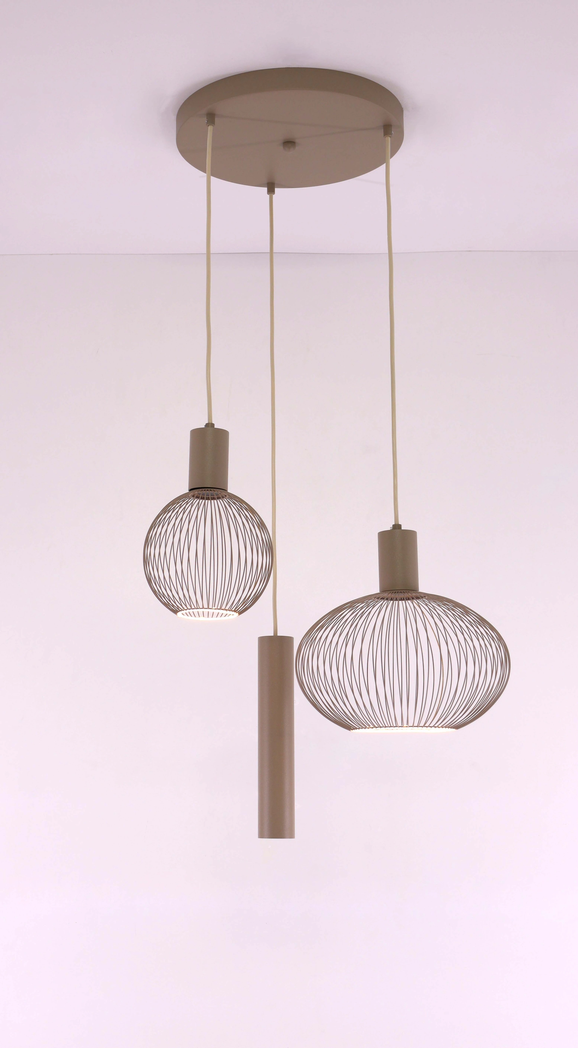 Hanglamp beige rond - Exclusief segula floating filo 3 lichts - Diameter 35cm 46638