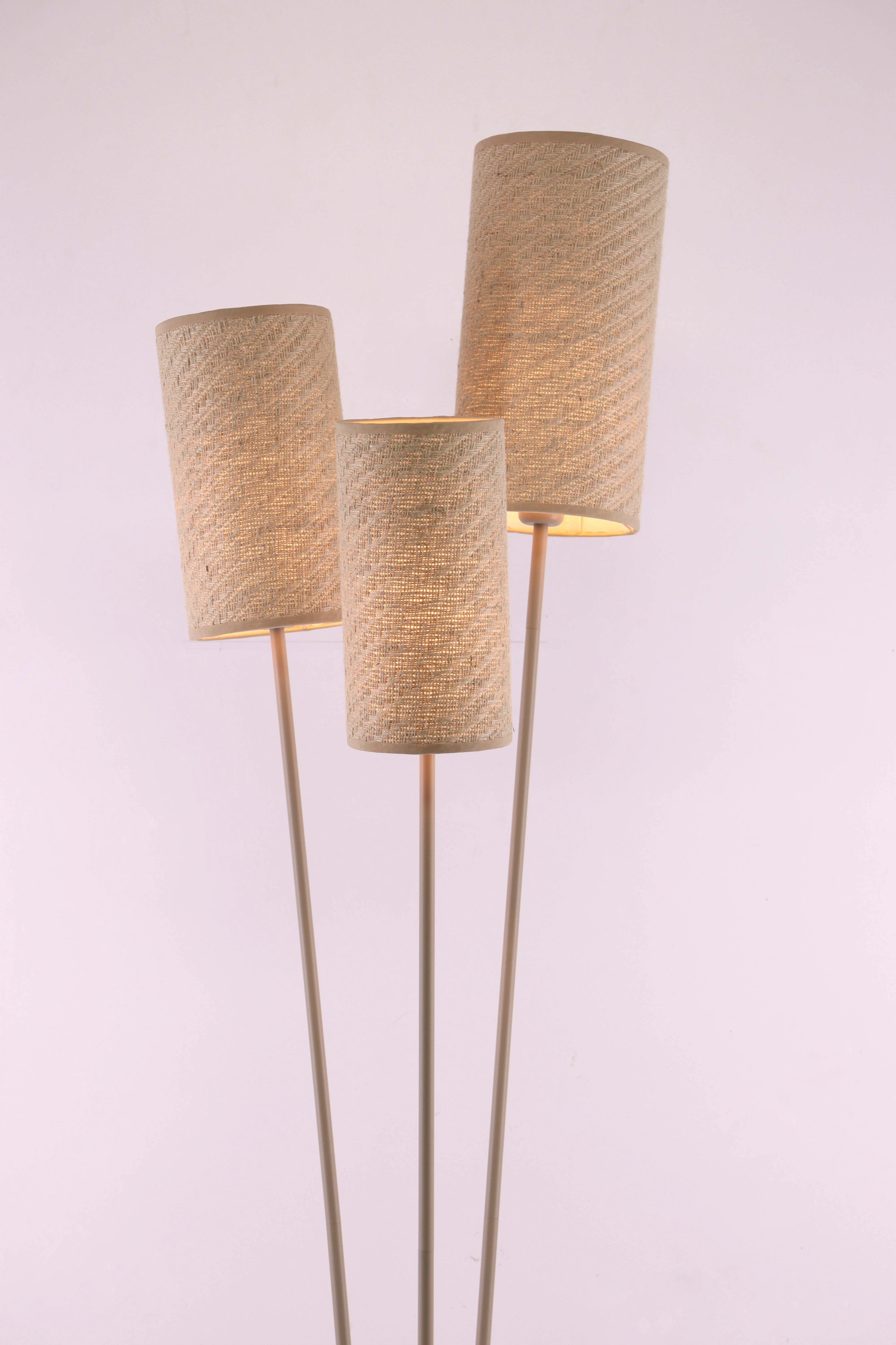 Vloerlamp zandkleur - 3lichts - Stoffen kappen - Hoogte 170cm  46620