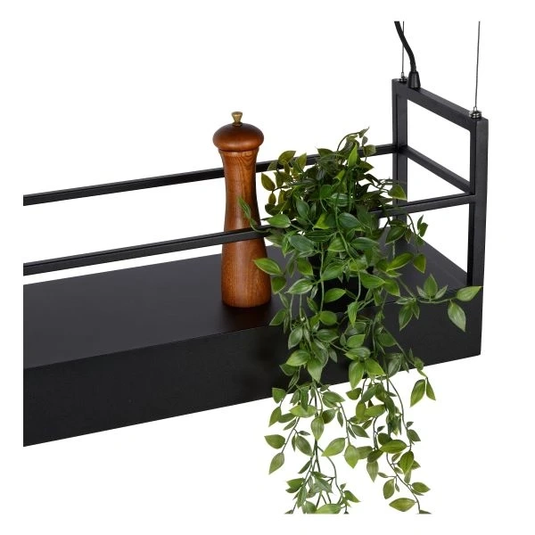 Hanglamp boven kookeiland of keuken met opbergrek - zwart 44496