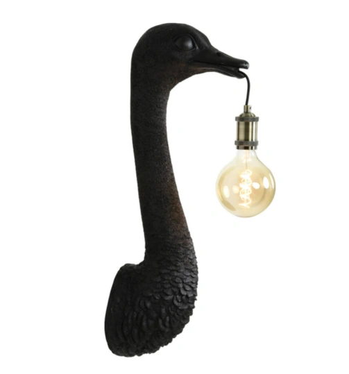 Wandlamp struisvogel zwart 57cm E27  43792