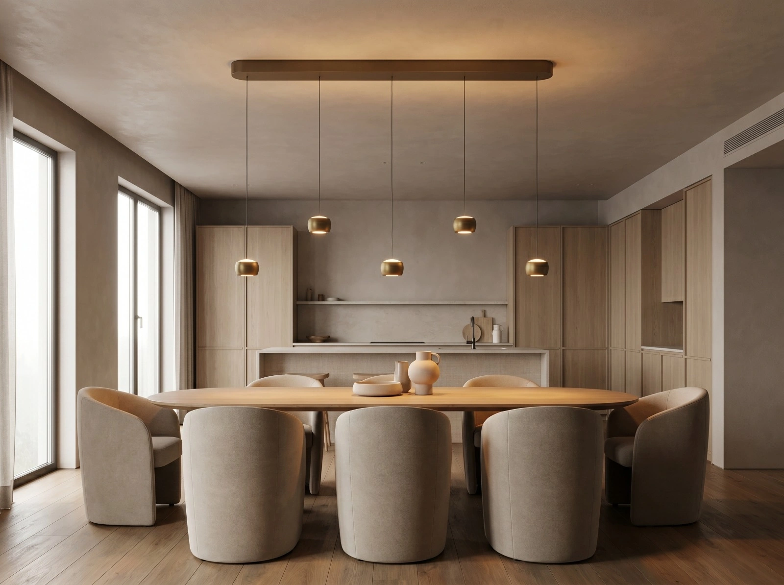 Hanglamp 5 lichts Lengte 120cm - brons goud - dim to warm  46570
