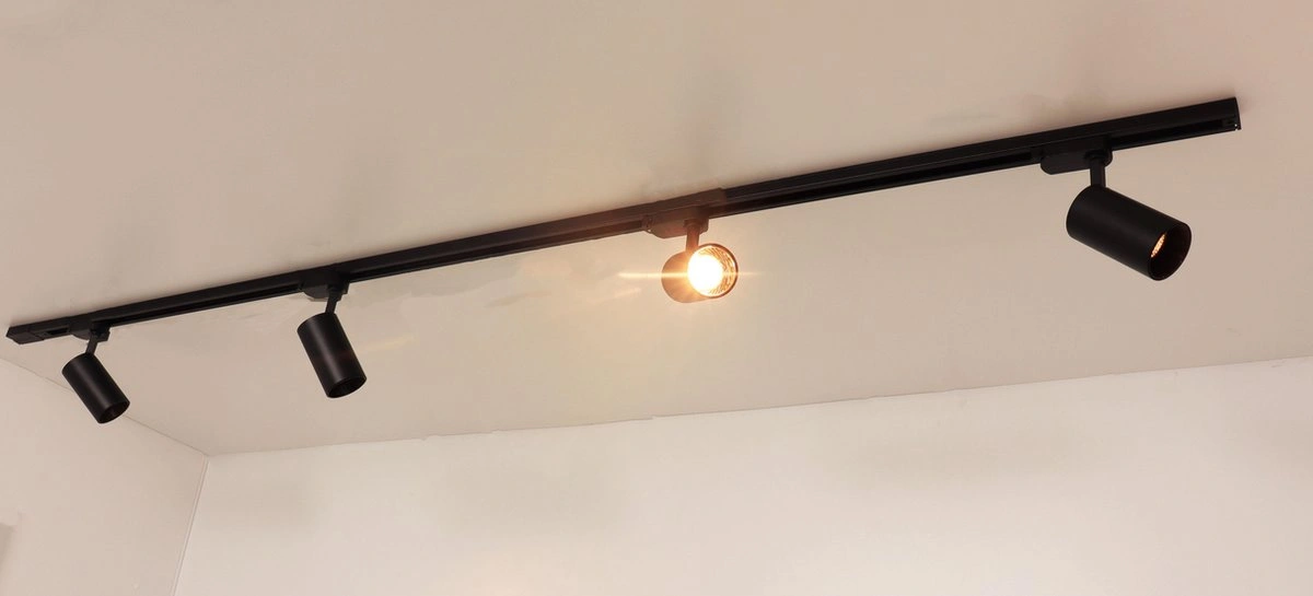 Railverlichting - complete set Maxi - 2 meter zwart met 4 spots railsysteem SW01551B