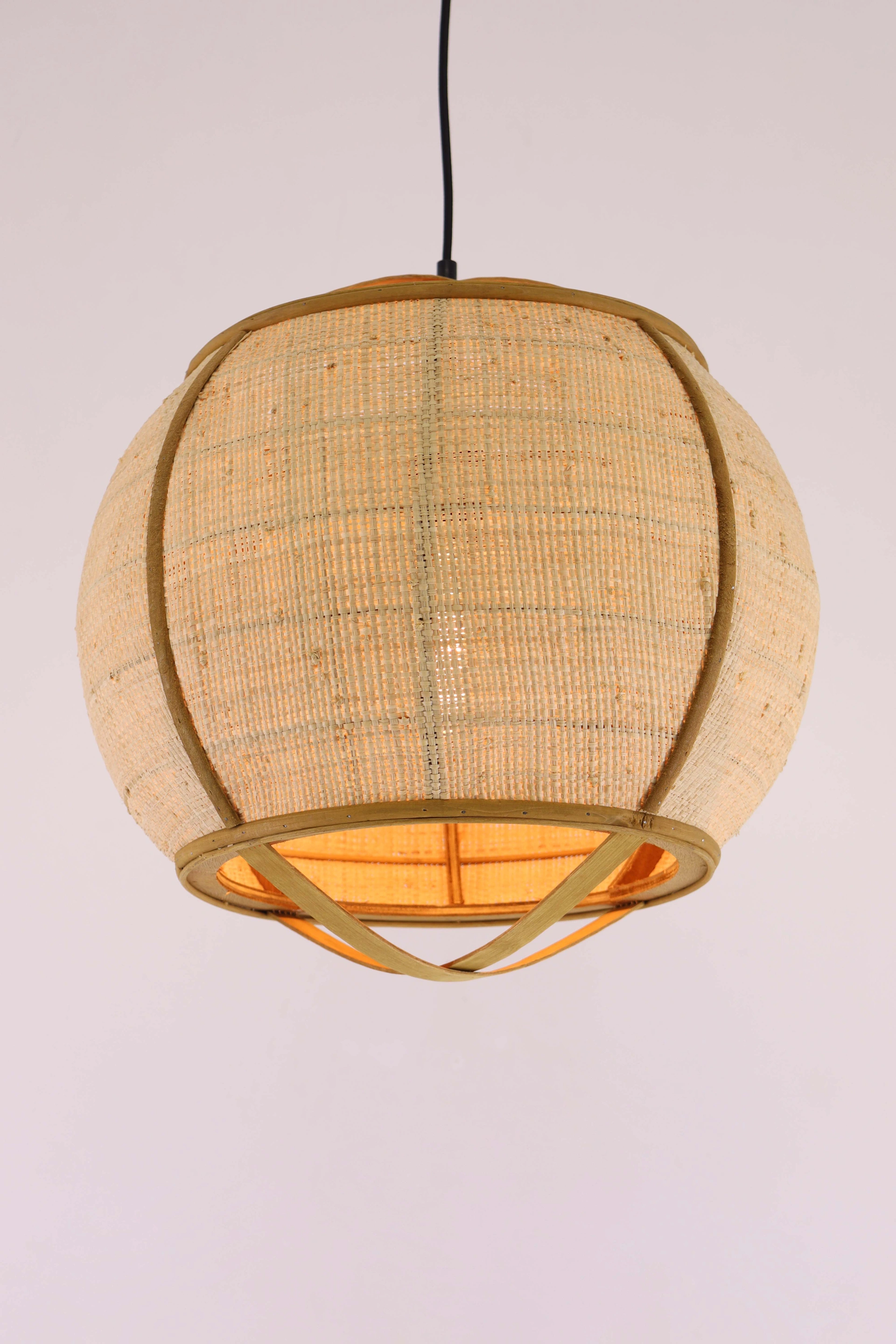 Hanglamp licht rotan met houten frame – naturel Ø41 cm 46468