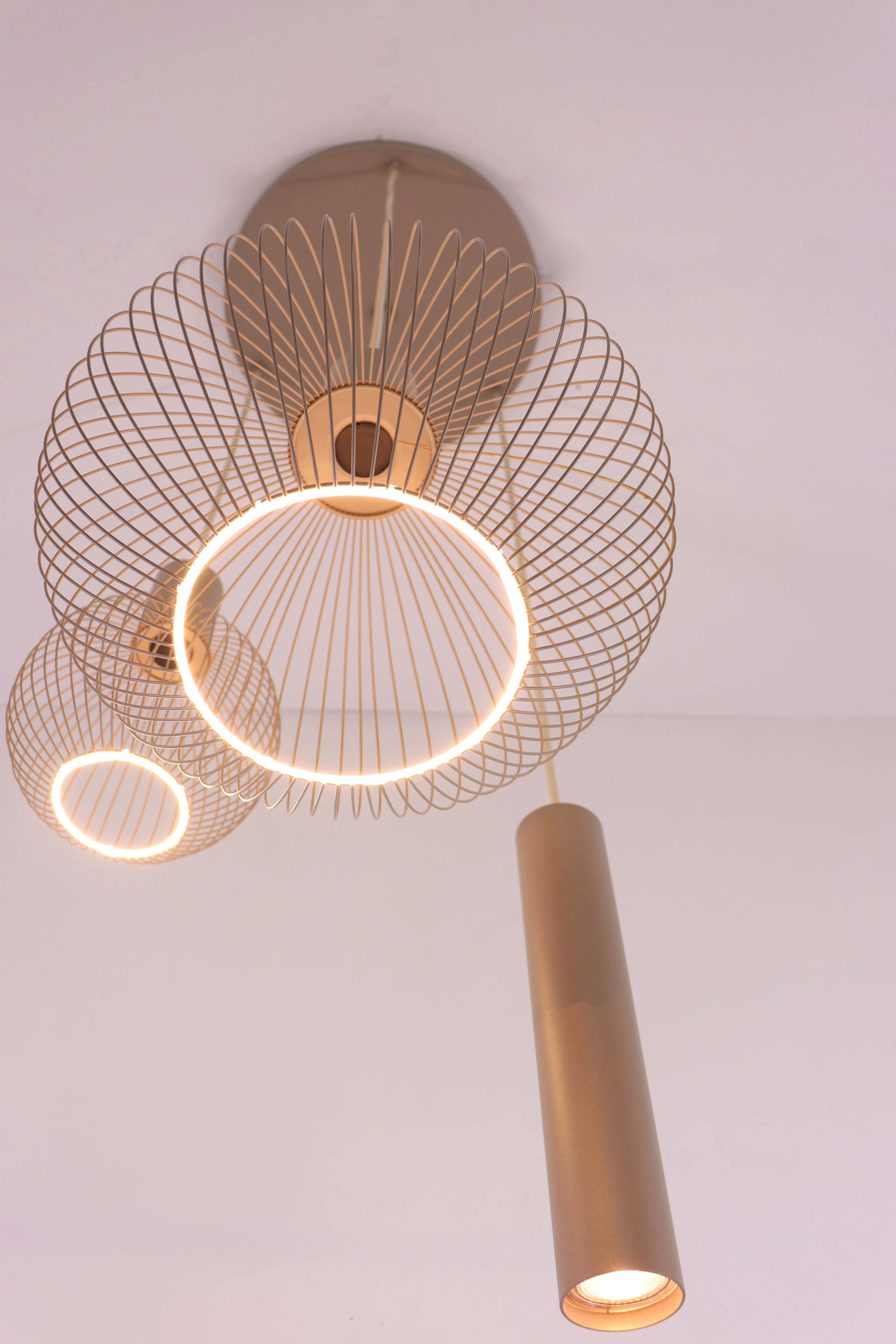 Hanglamp beige rond - Exclusief segula floating filo 3 lichts - Diameter 35cm 46638