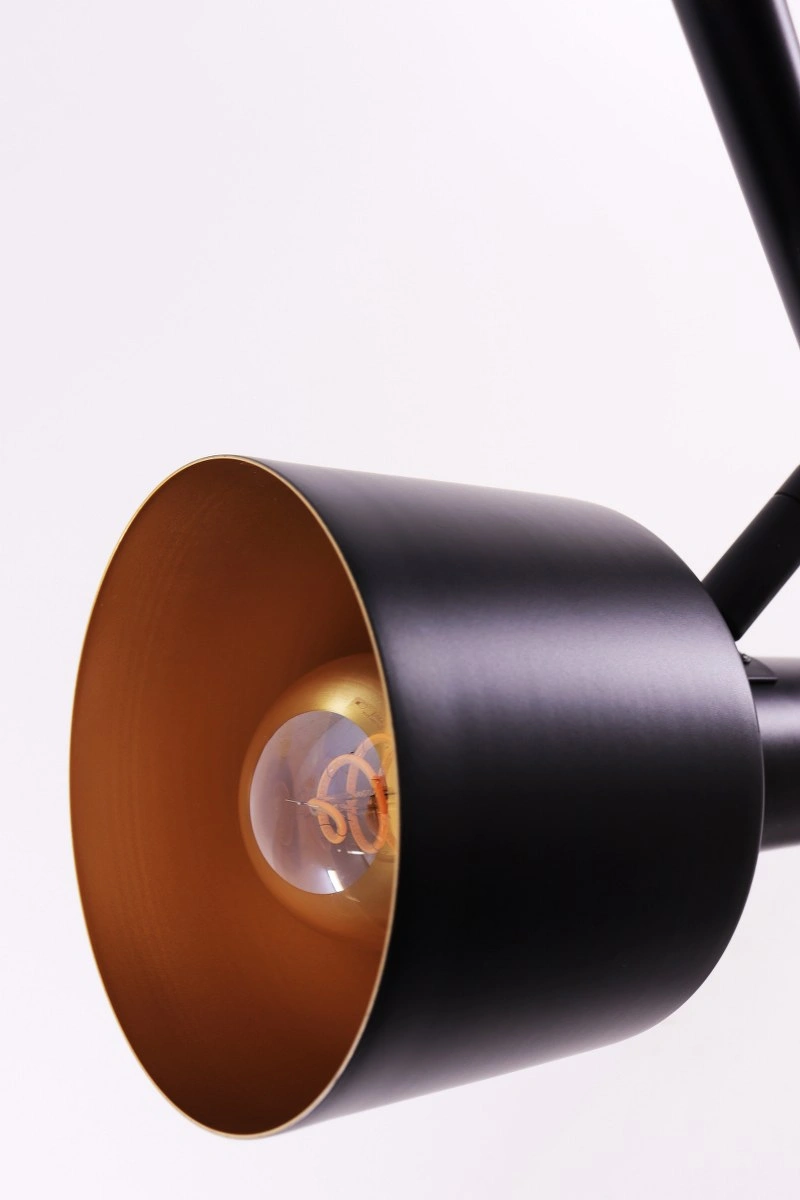 Vloerlamp zwart met goud brons binnenkant  - 2 verstelbare lichtpunten 44677