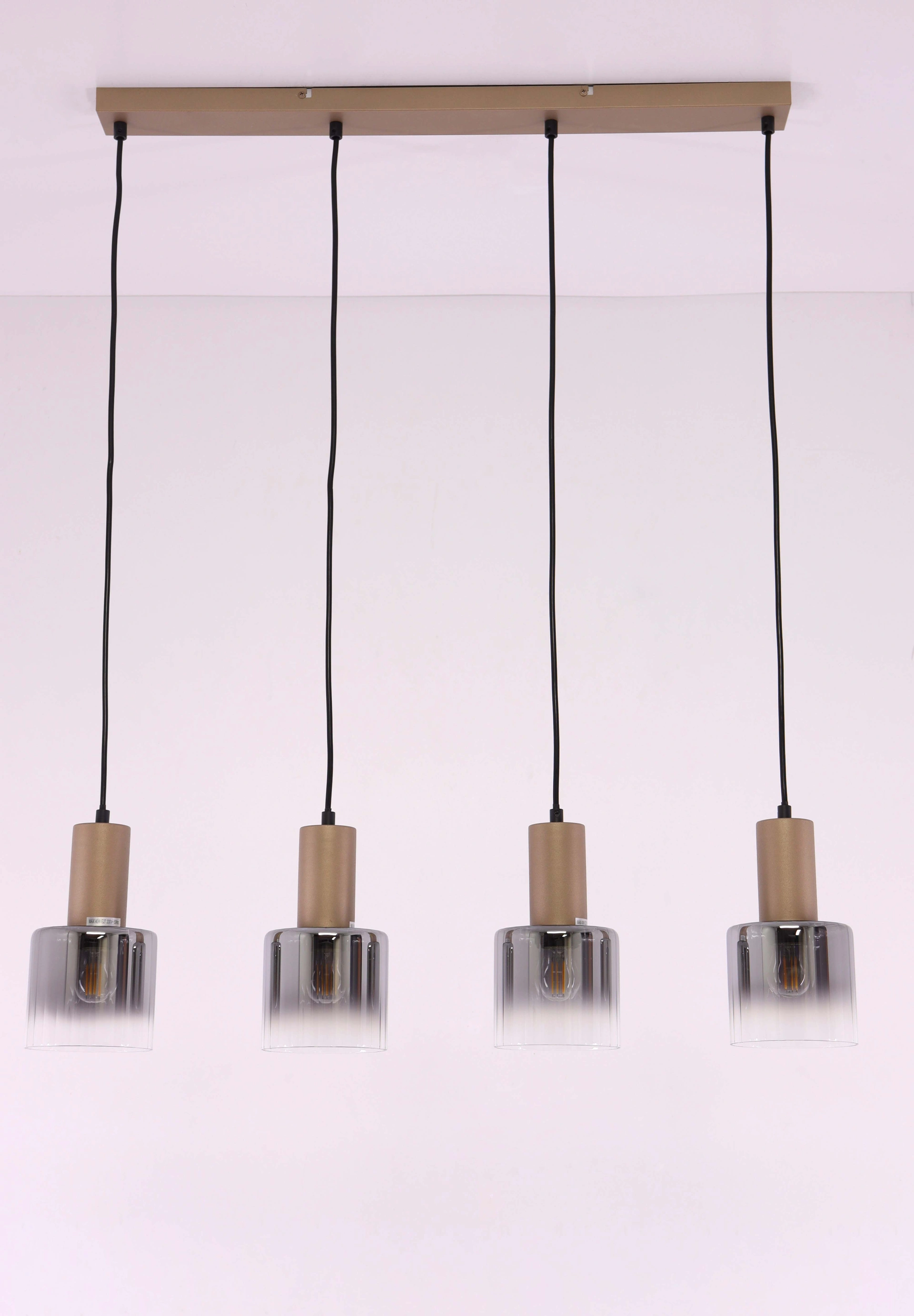 Hanglamp cacao met smoke glas - 4 lichts 80cm 46506