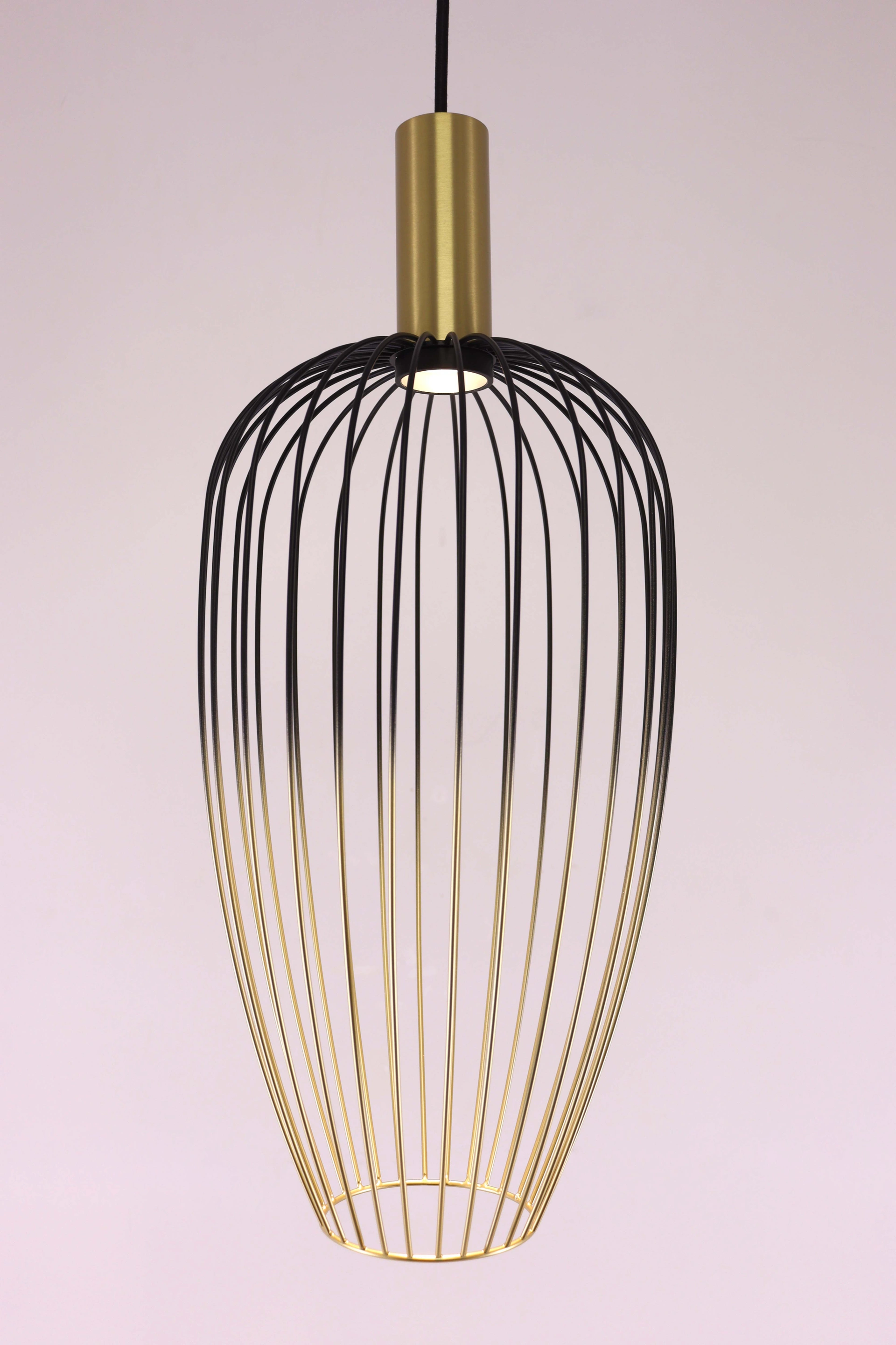 Hanglamp zwart/goud - 3 lichts wire - 100cm 46635
