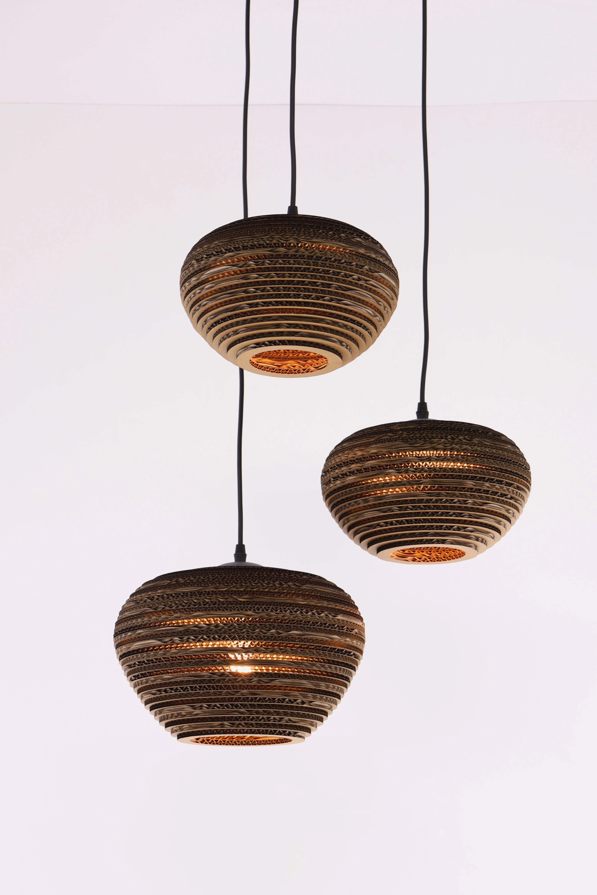 Kartonnen lamp 3 lichts, handgemaakte hanglamp 50266