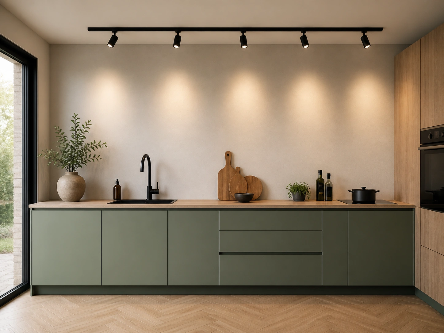 Railverlichting 3 meter met 5 spots zwart, complete licht rail, GU10, SMART geschikt SW04244B