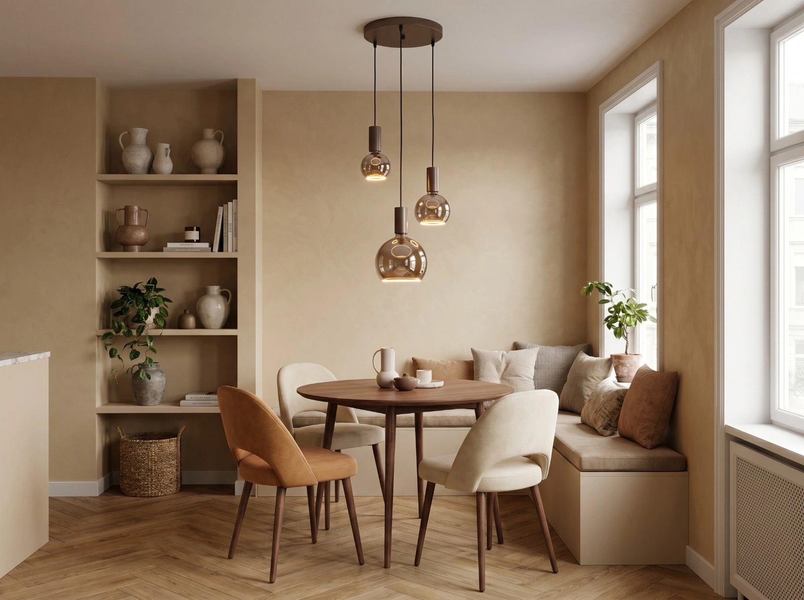 Hanglamp rond cacao - Segula lichtbronnen - 3lichts