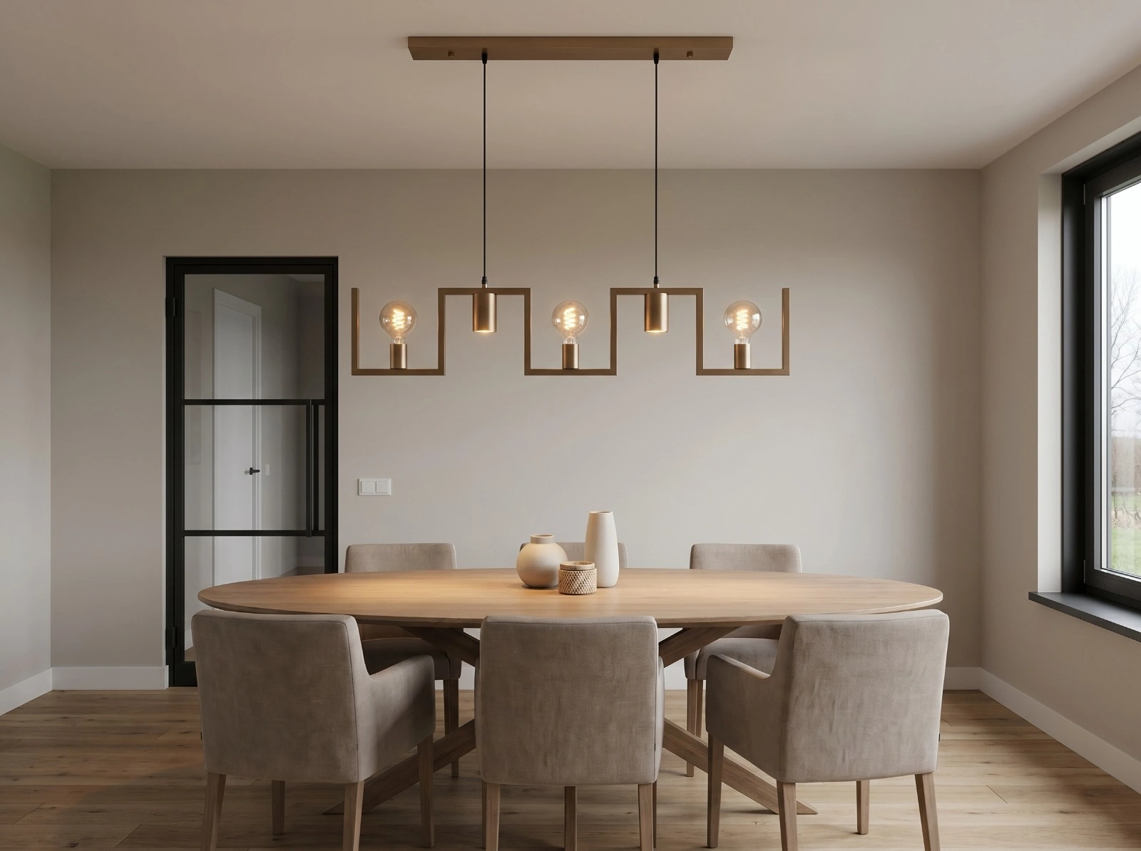 Hanglamp Brons 5-lichts combi E27 met Gu10 spot - 108 cm