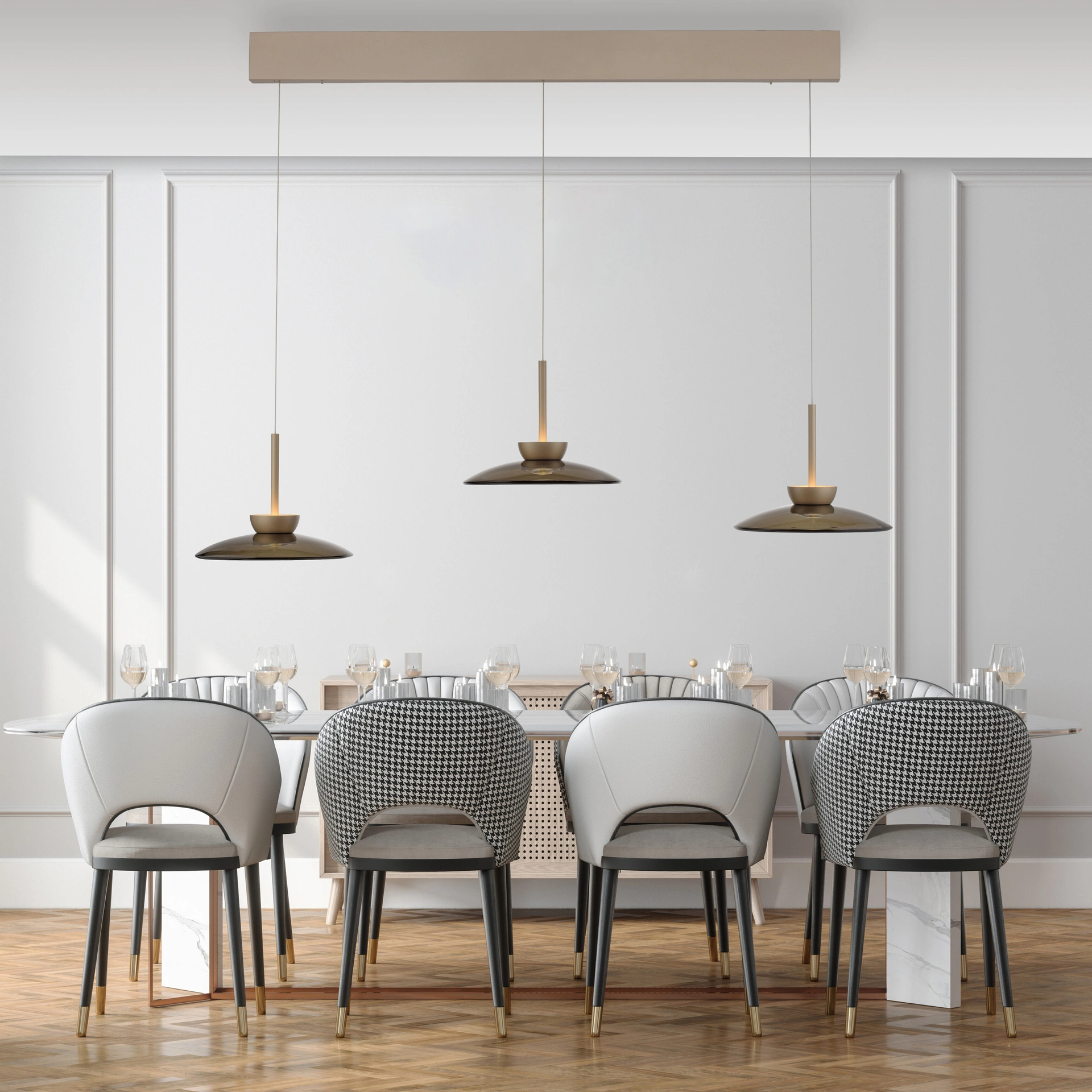 Hanglamp easy Lift L 80-200 cm Brons 3-lichts 45876