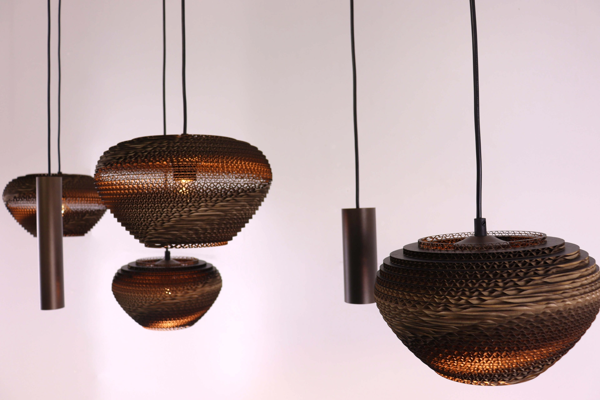 Hanglamp deens ovaal - Cacao think paper karton - 6 lichts 140cm  46546