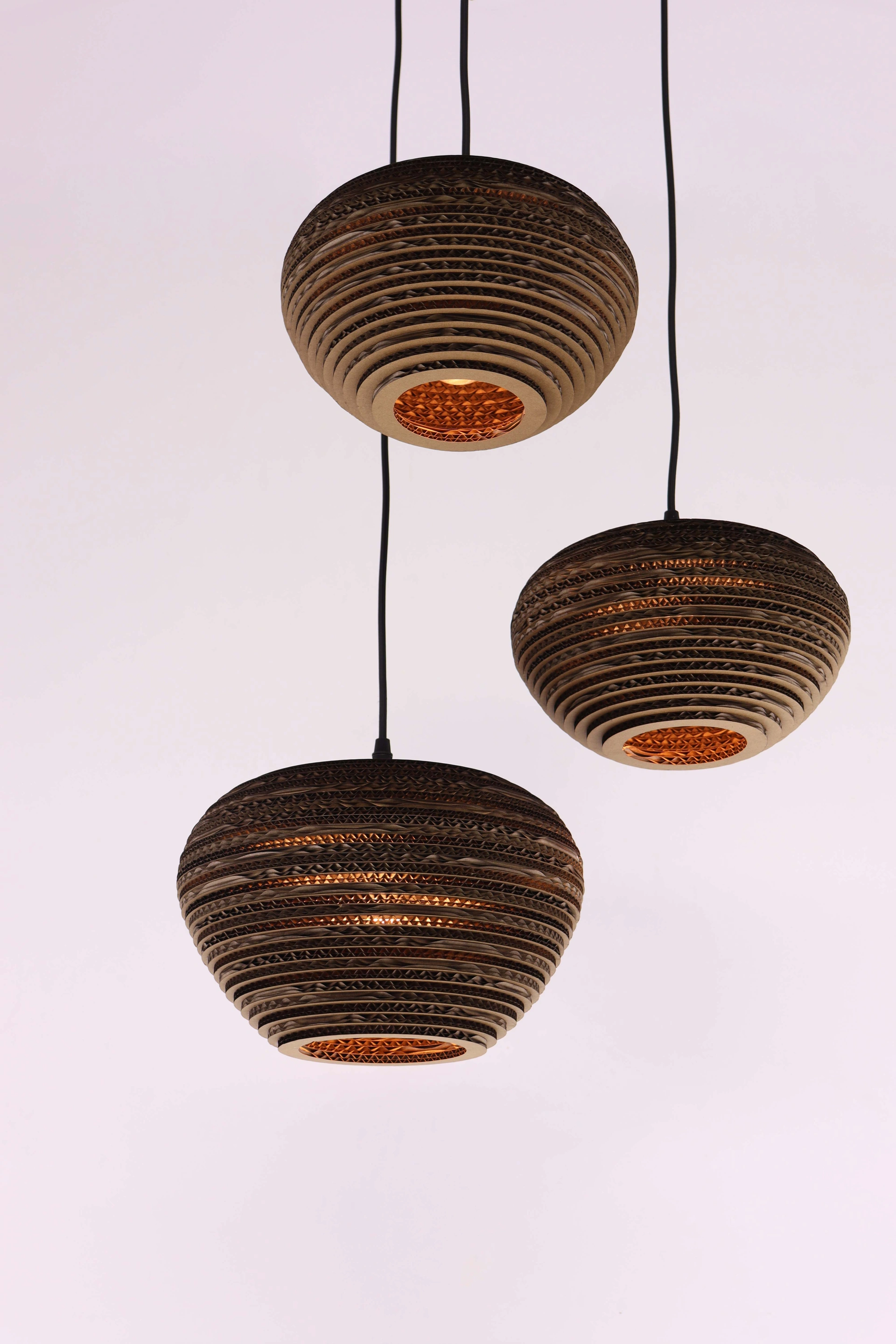 Kartonnen lamp 3 lichts, handgemaakte hanglamp 50266