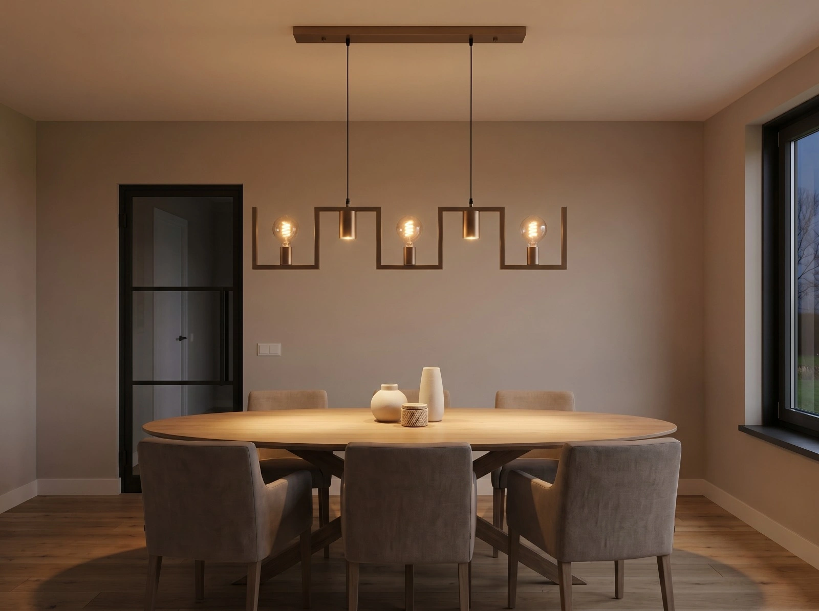 Hanglamp Brons 5-lichts combi E27 met Gu10 spot - 108 cm 61130