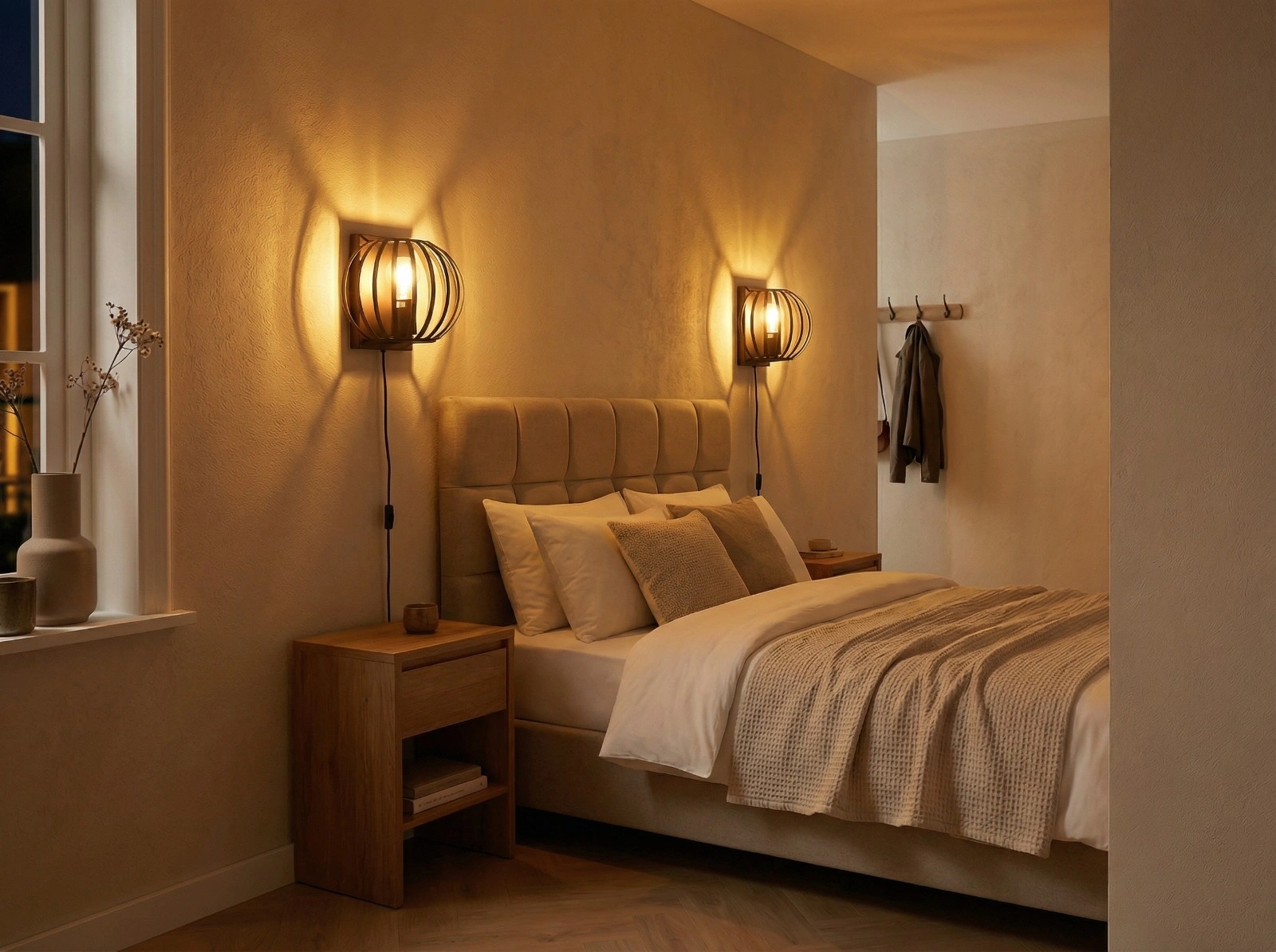 Wandlamp zwart staal 1-lichts E27 – open draad design 61112