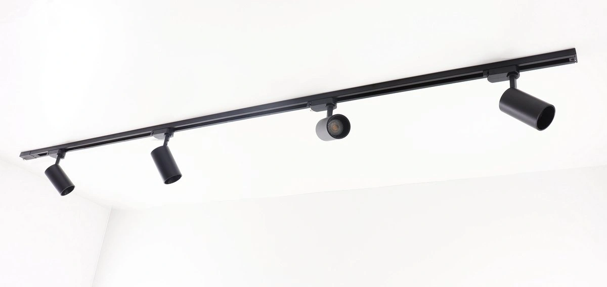 Railverlichting - complete set Maxi - 2 meter zwart met 4 spots railsysteem SW01551B