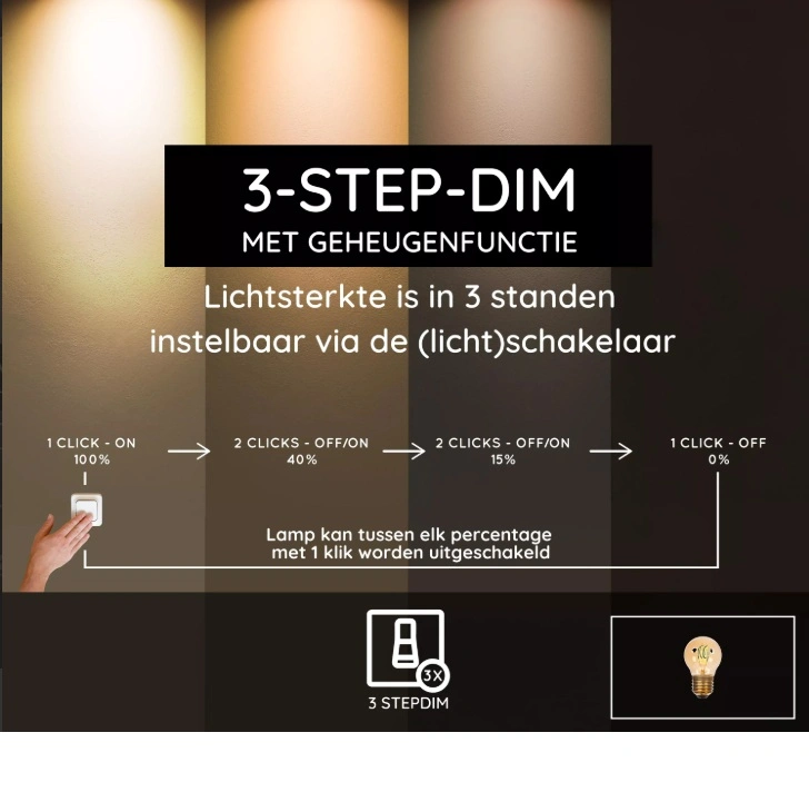 LED lamp 3 watt E27 amber 3-standen 200 lumen 46132
