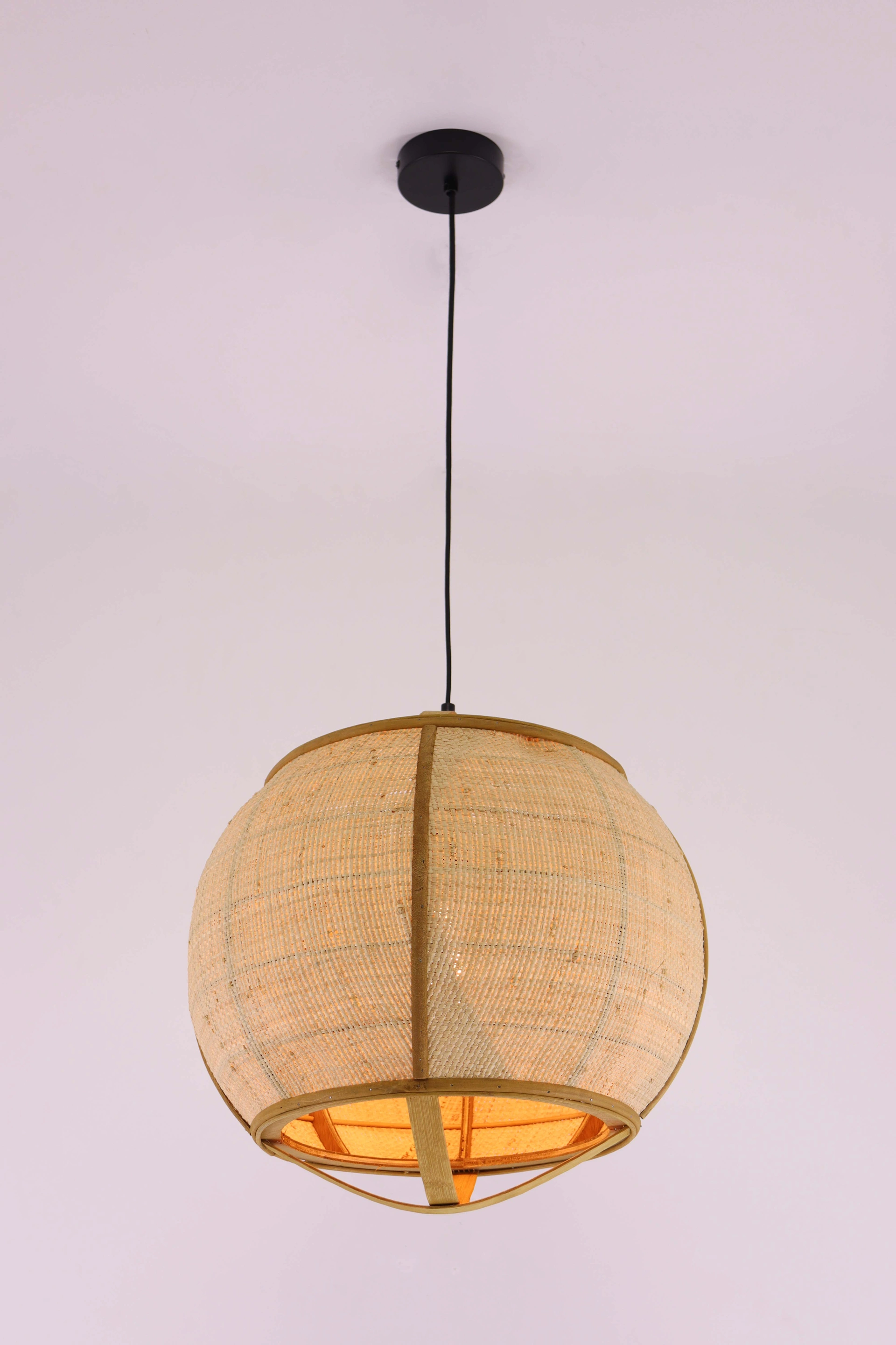Hanglamp licht rotan met houten frame – naturel Ø41 cm 46468