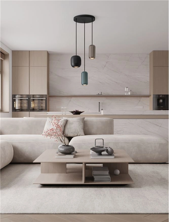 Hanglamp 3-lichts GU10 met organische metalen kappen  SW10530