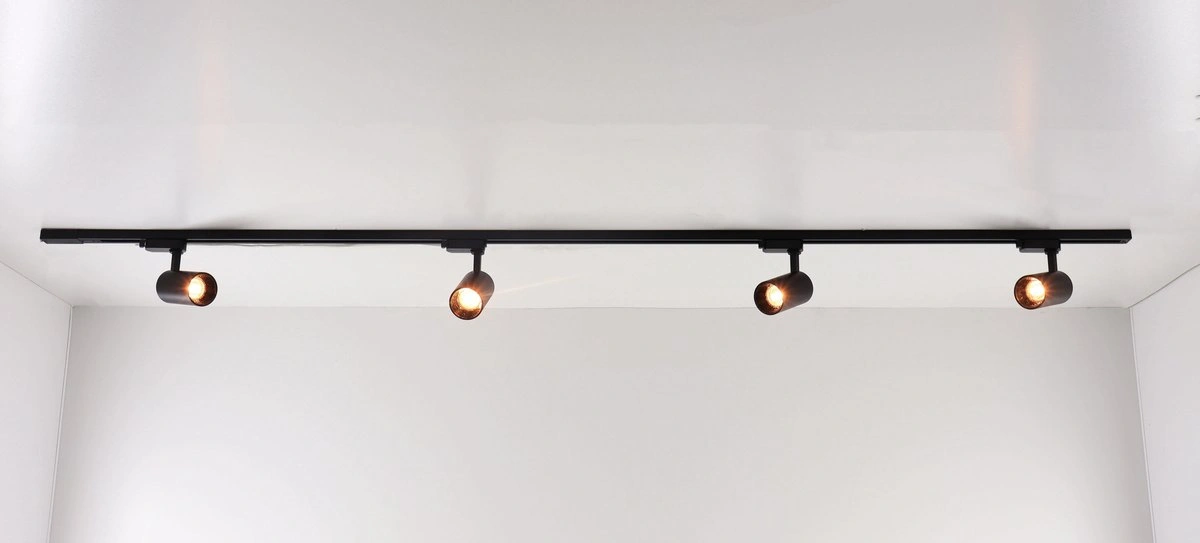 Railverlichting - complete set Maxi - 2 meter zwart met 4 spots railsysteem SW01551B