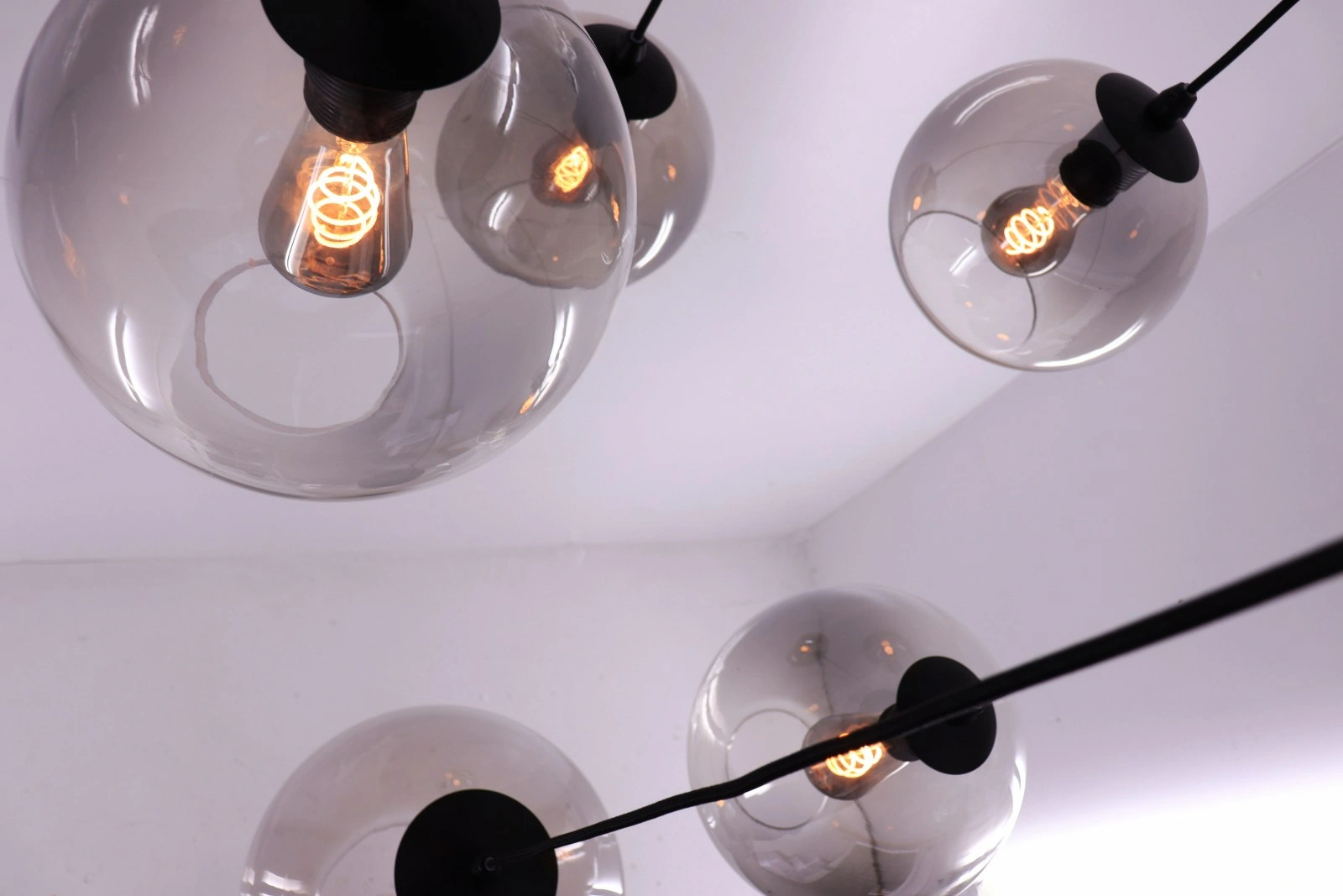 EEF Hanglamp Grey getint glas bollen - diameter 50cm met 5 hangers 61102HL