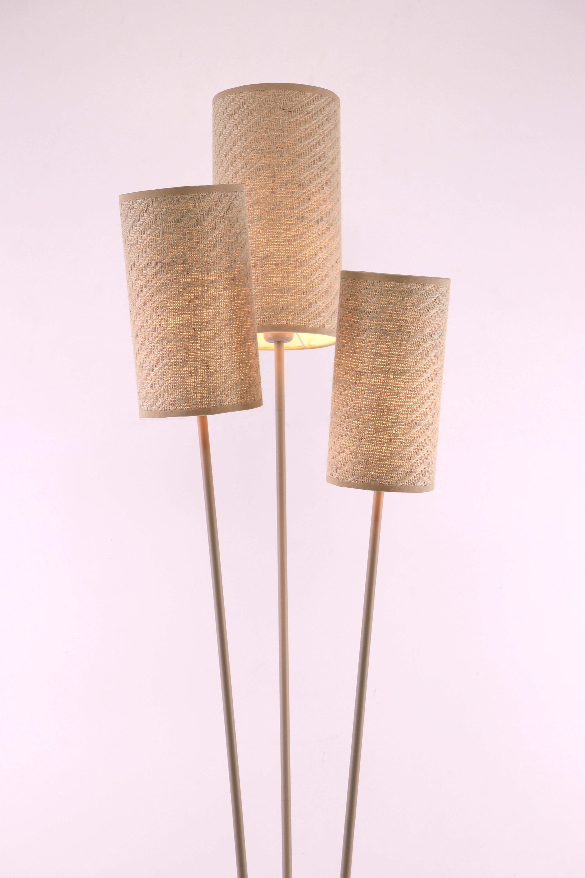 Vloerlamp zandkleur - 3lichts - Stoffen kappen - Hoogte 170cm  46620
