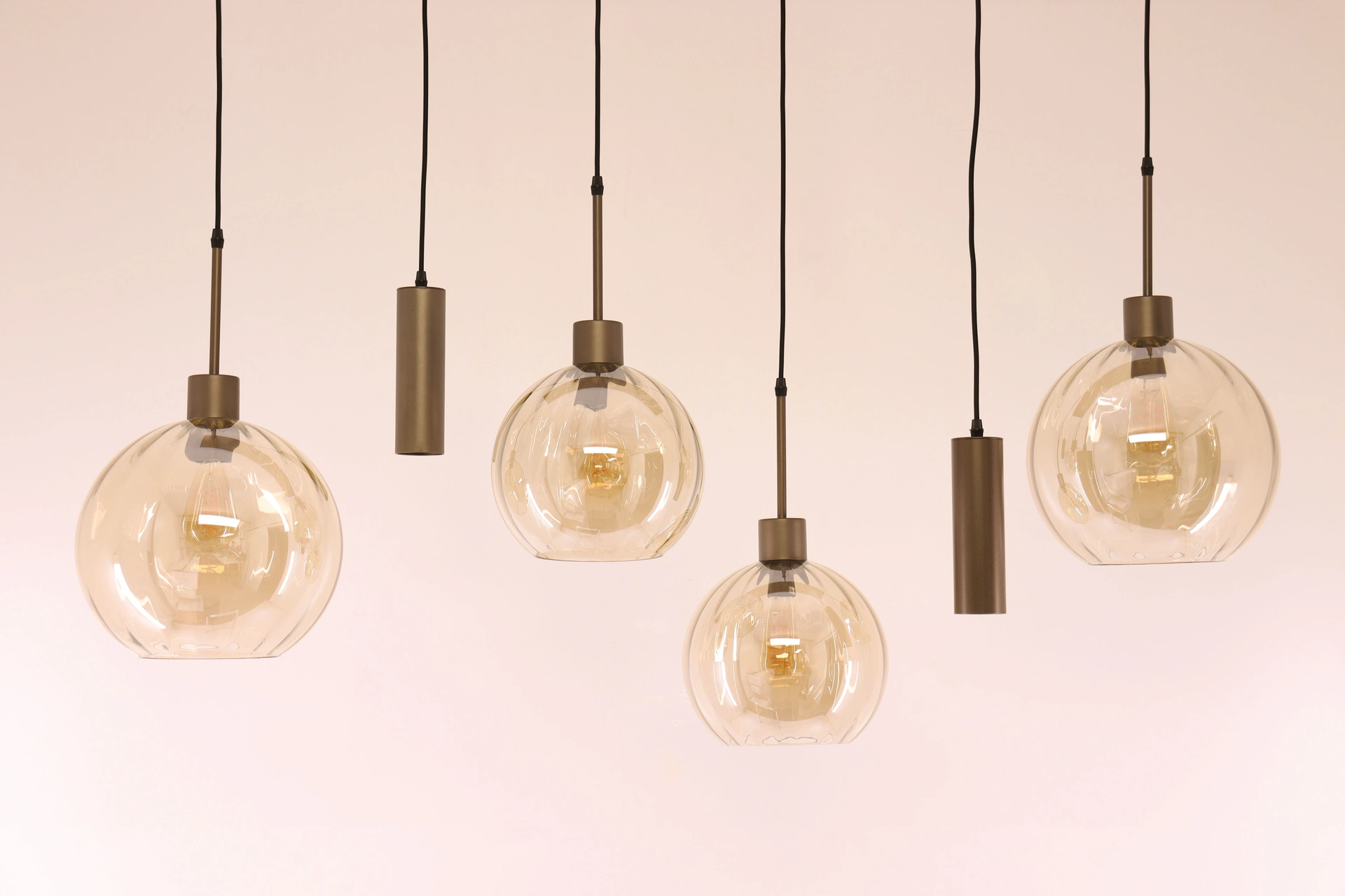 Moderne hanglamp cacao amber glas 130 cm 6 lichts 61215