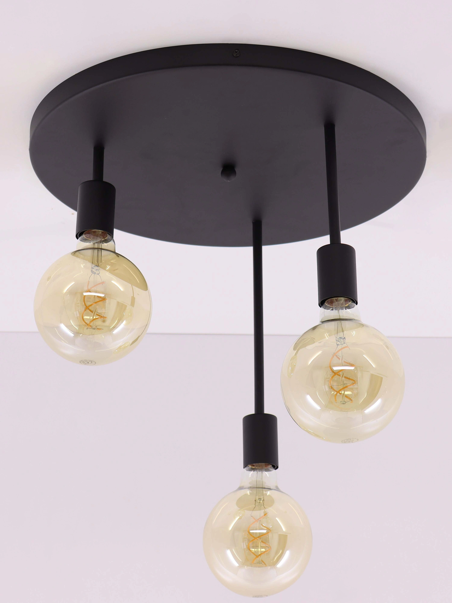 Plafondlamp 3 lichts - Exclusief segula lichtbronnen -  Zwart 61148
