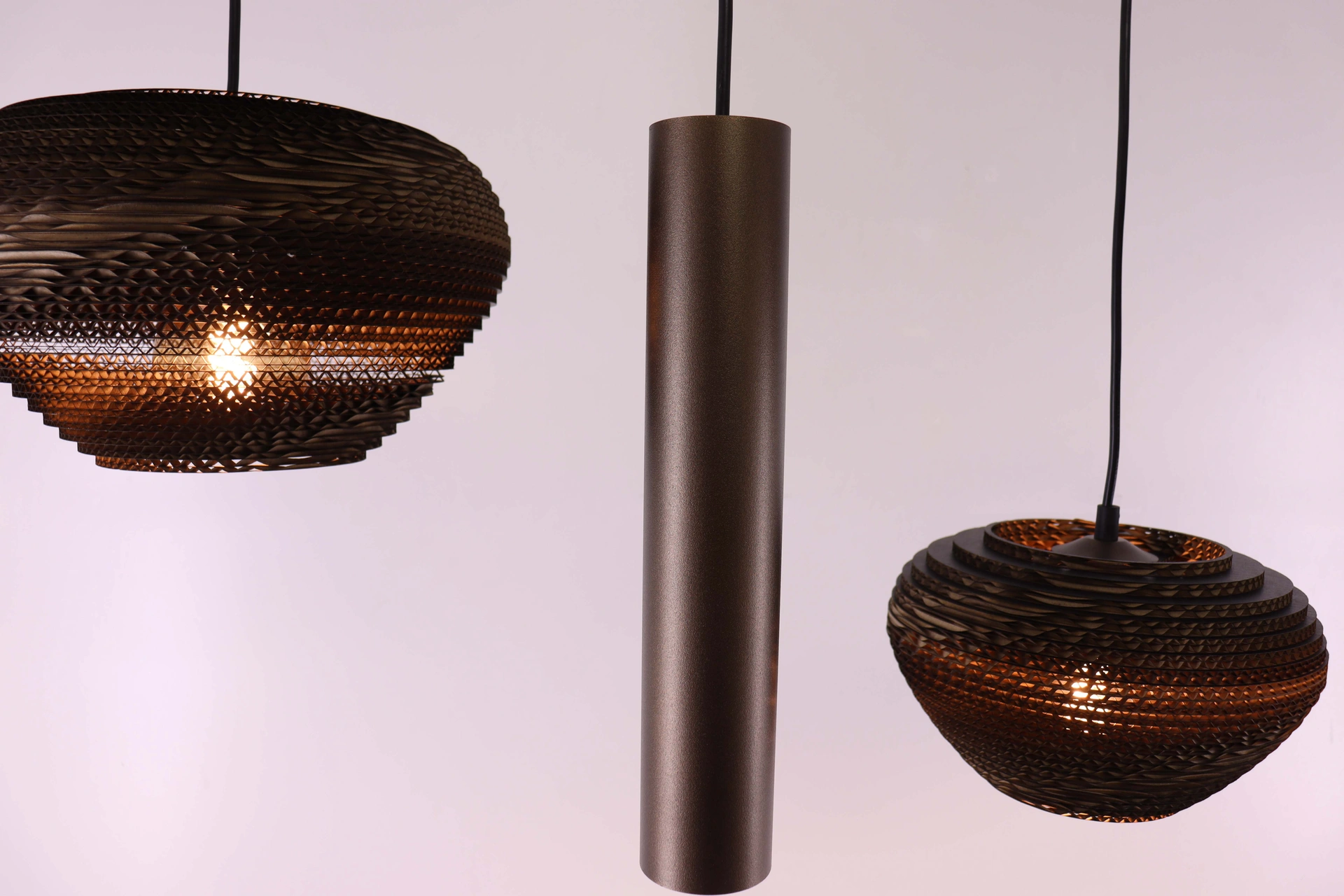 Hanglamp deens ovaal - Cacao think paper karton - 6 lichts 140cm  46546