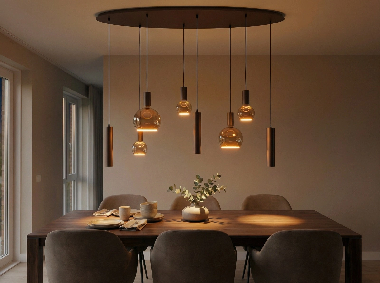 Hanglamp Cacao 8-lichts 135 cm incl. Segula Floating LED en excl. GU10 spots 50275