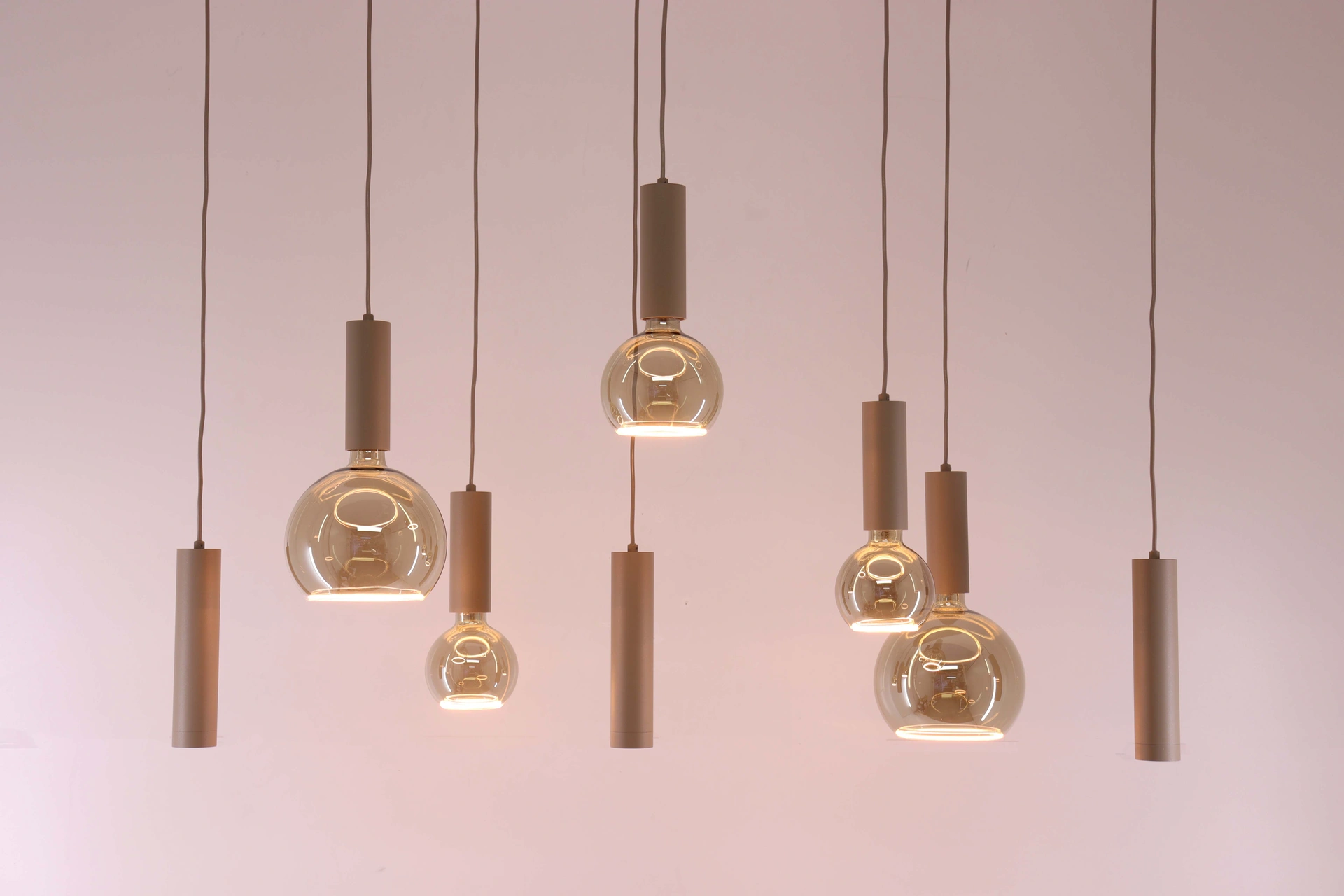 Hanglamp champagne zand 8-lichts 140 cm Segula Floating LED en GU10 spots 50276