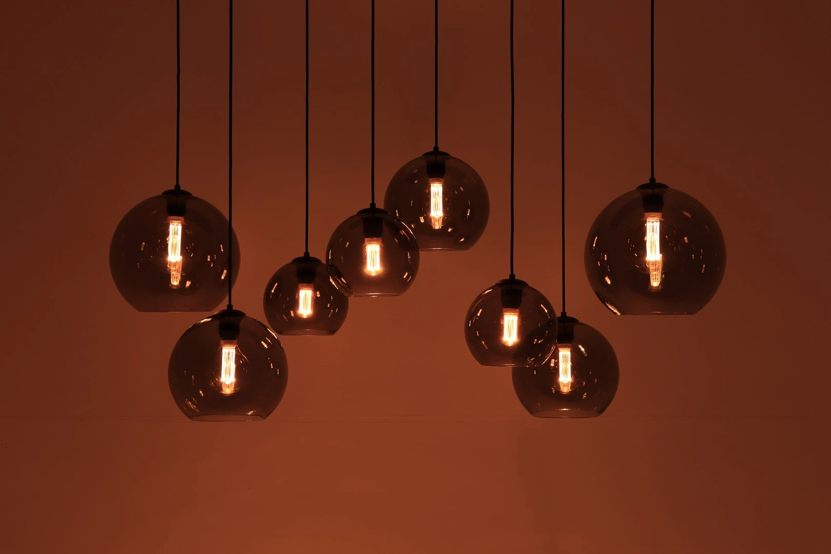 Hanglamp 8lichts - 8 Grey getint glazen - 135cm  50203