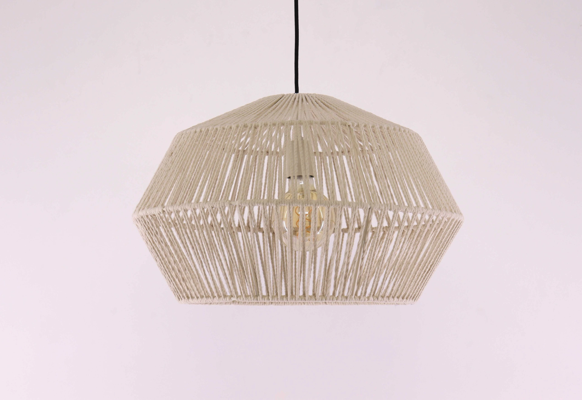 Hanglamp touw cream - Boho Rattan – Natuurlijke Gevlochten Lampenkap - Diameter 49cm 46323