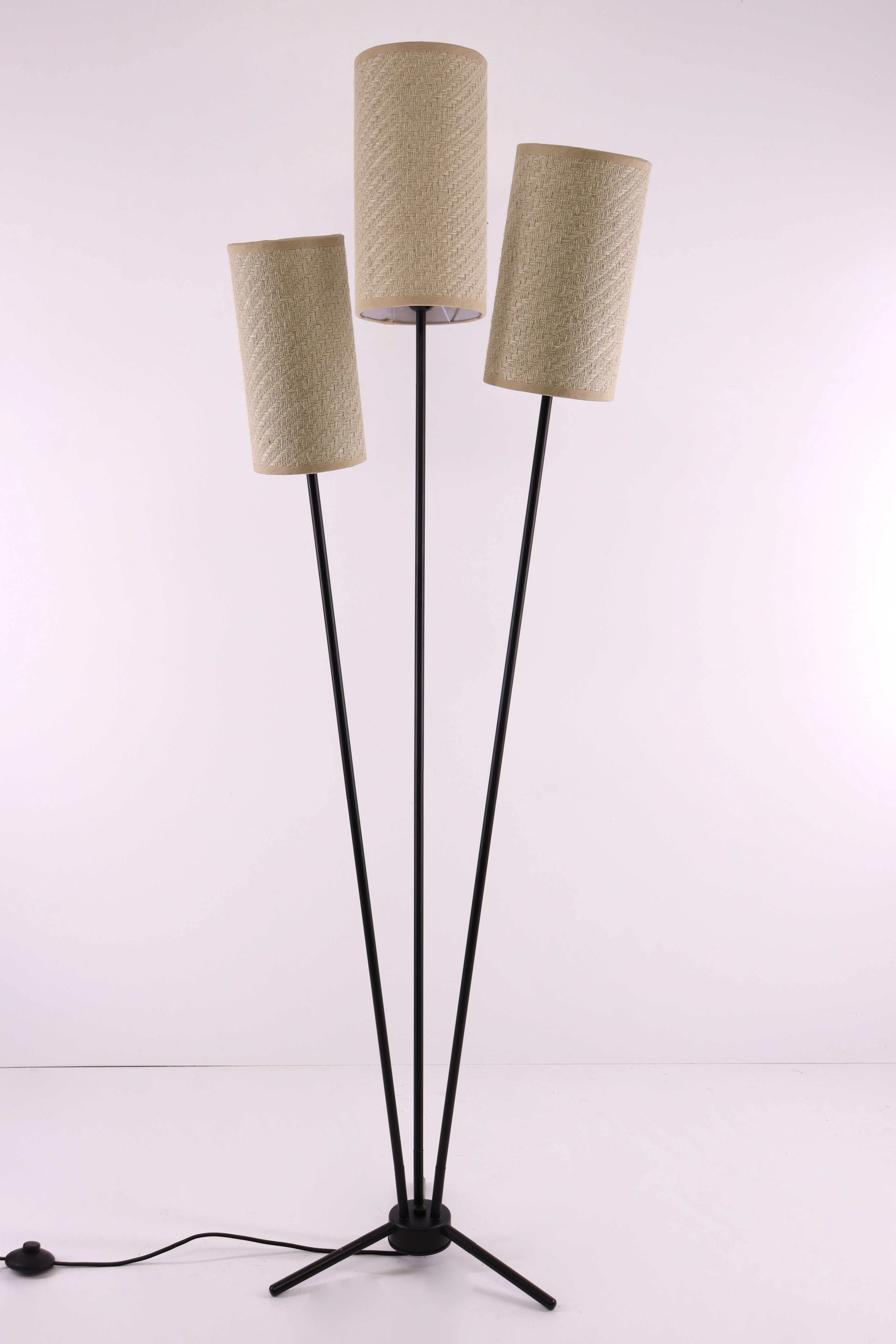 Vloerlamp - 3lichts - Stoffen kappen - Hoogte 170cm 46299