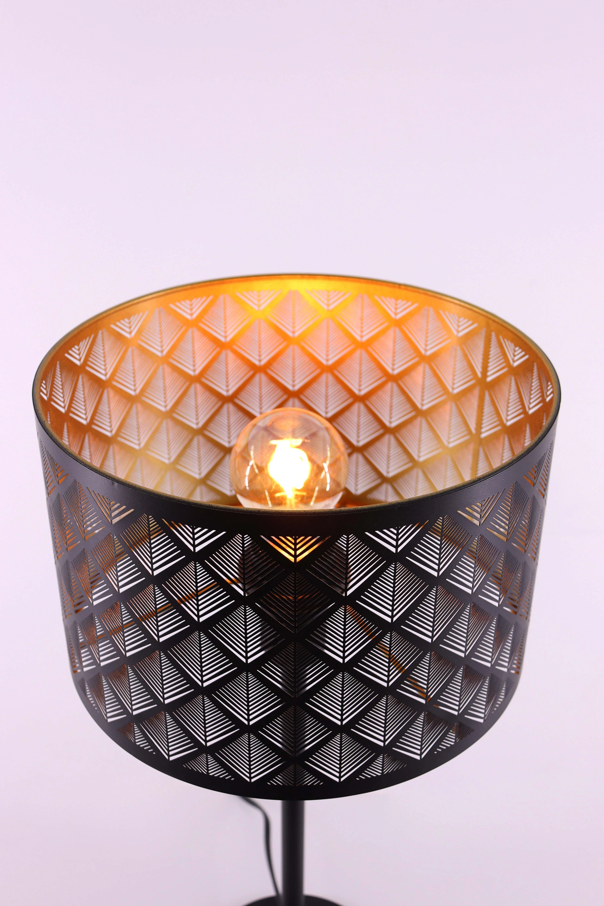 Tafellamp zwart met zwart/goud kap - Hoogte 50cm 46183