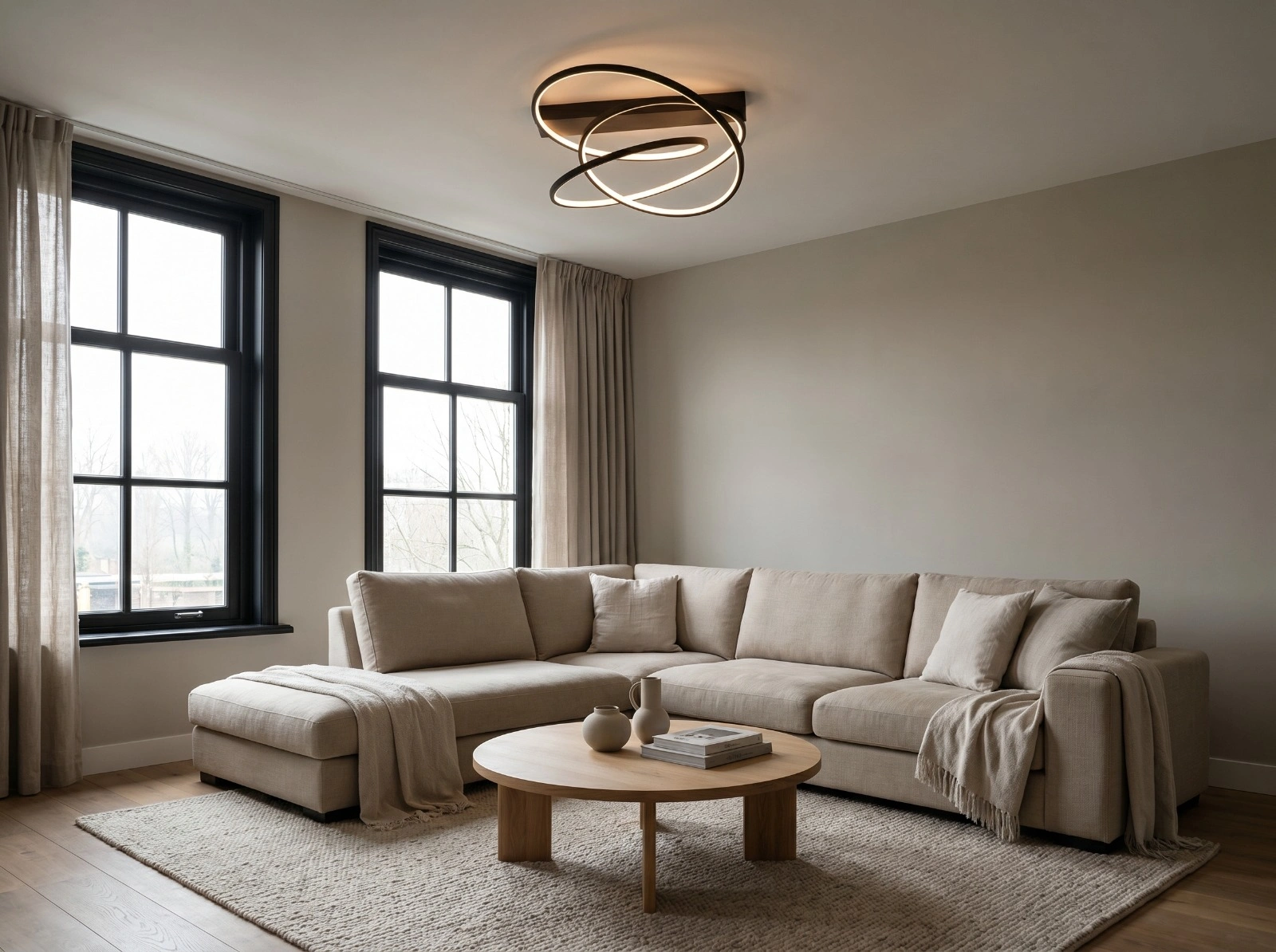 Moderne zwarte LED plafondlamp – dimbaar en instelbare kleurtemperatuur & stijlvol design 46136