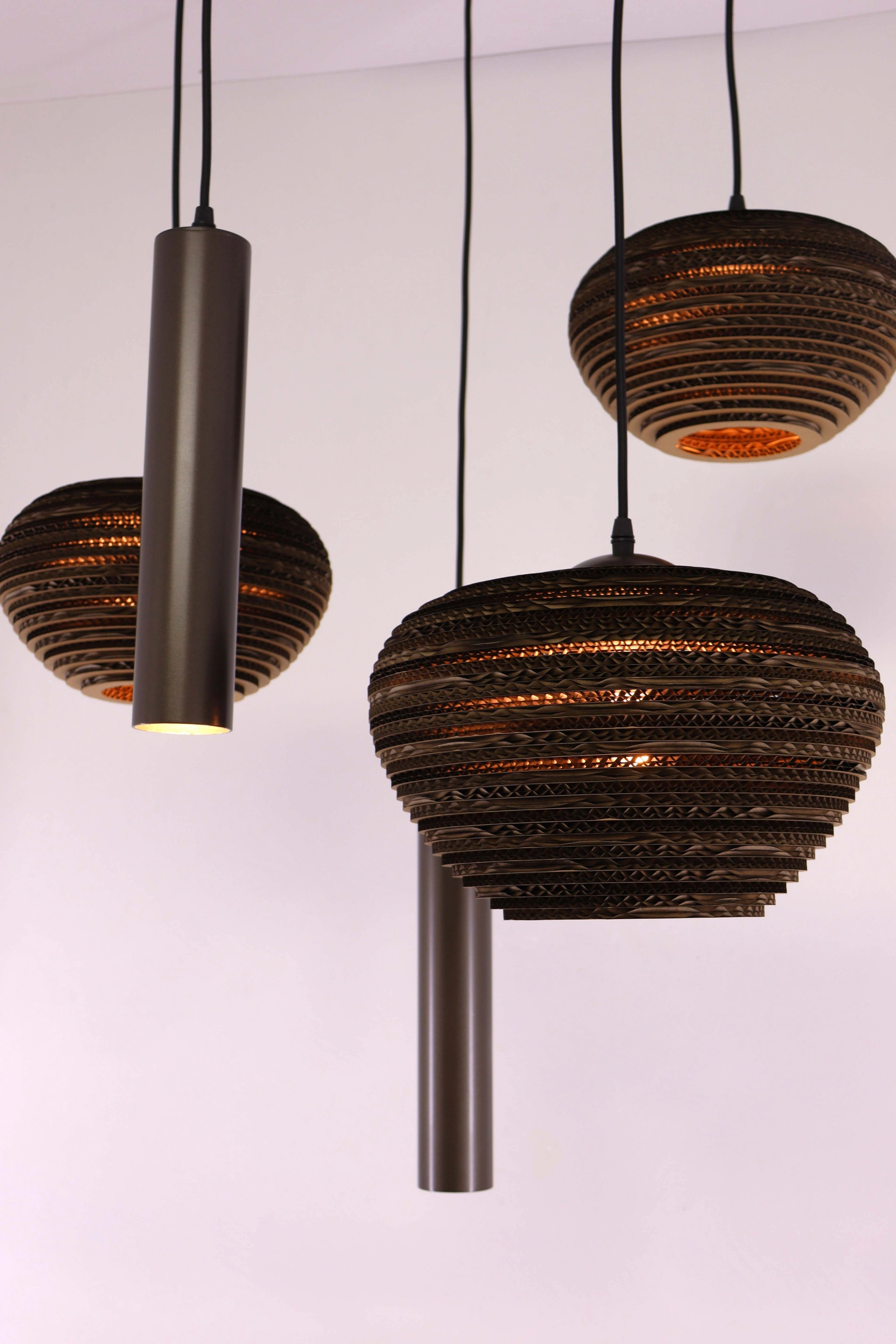Hanglamp Cacao Bruin 5-lichts – Kartonnen Kappen & Hangkokers – Diameter 70 cm 50292