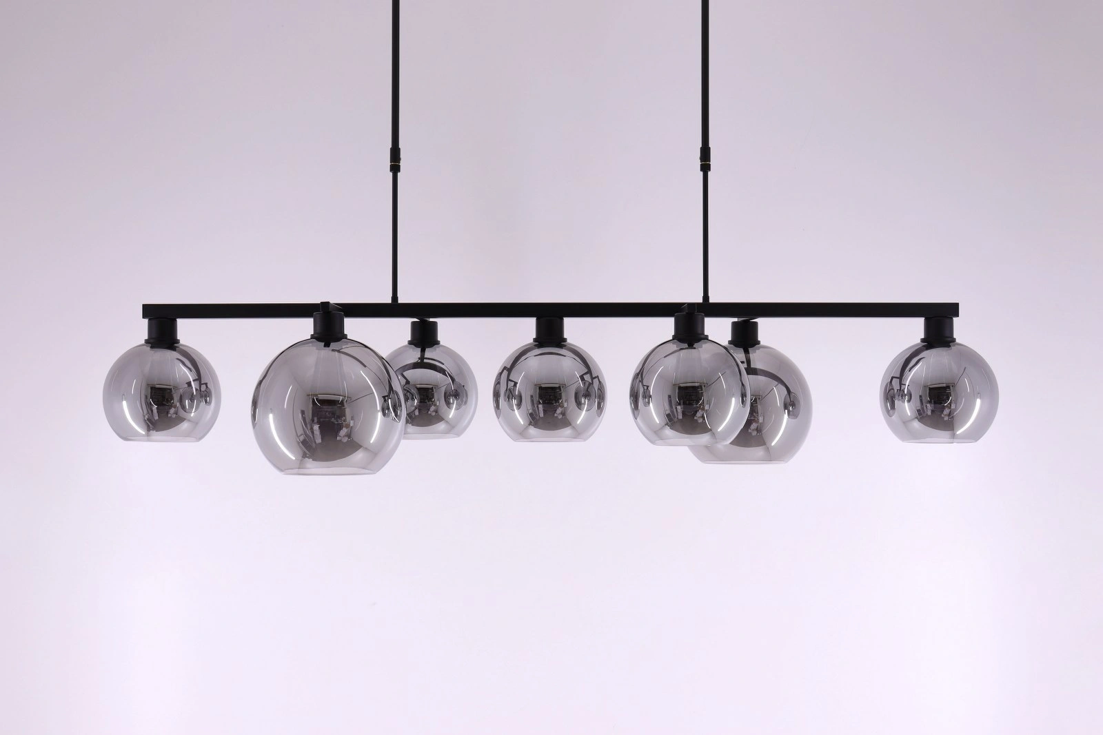 Hanglamp 7 lichts aan frame (#alleen af te halen#) - smoke rookglas - 140cm 50165