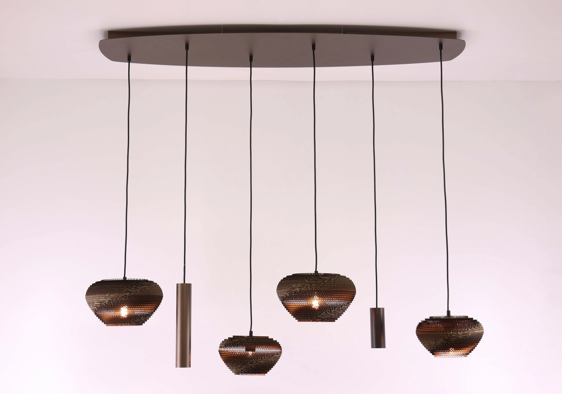 Hanglamp deens ovaal - Cacao think paper karton - 6 lichts 140cm  46546
