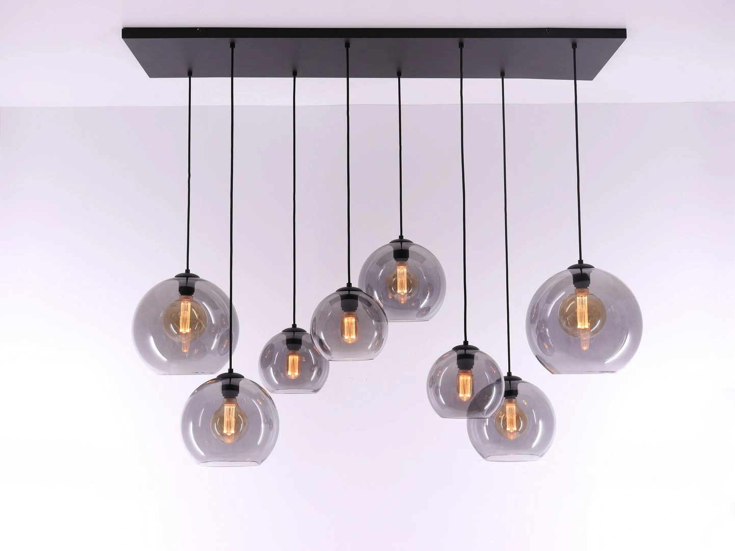 Hanglamp 8lichts - 8 Grey getint glazen - 135cm  50203