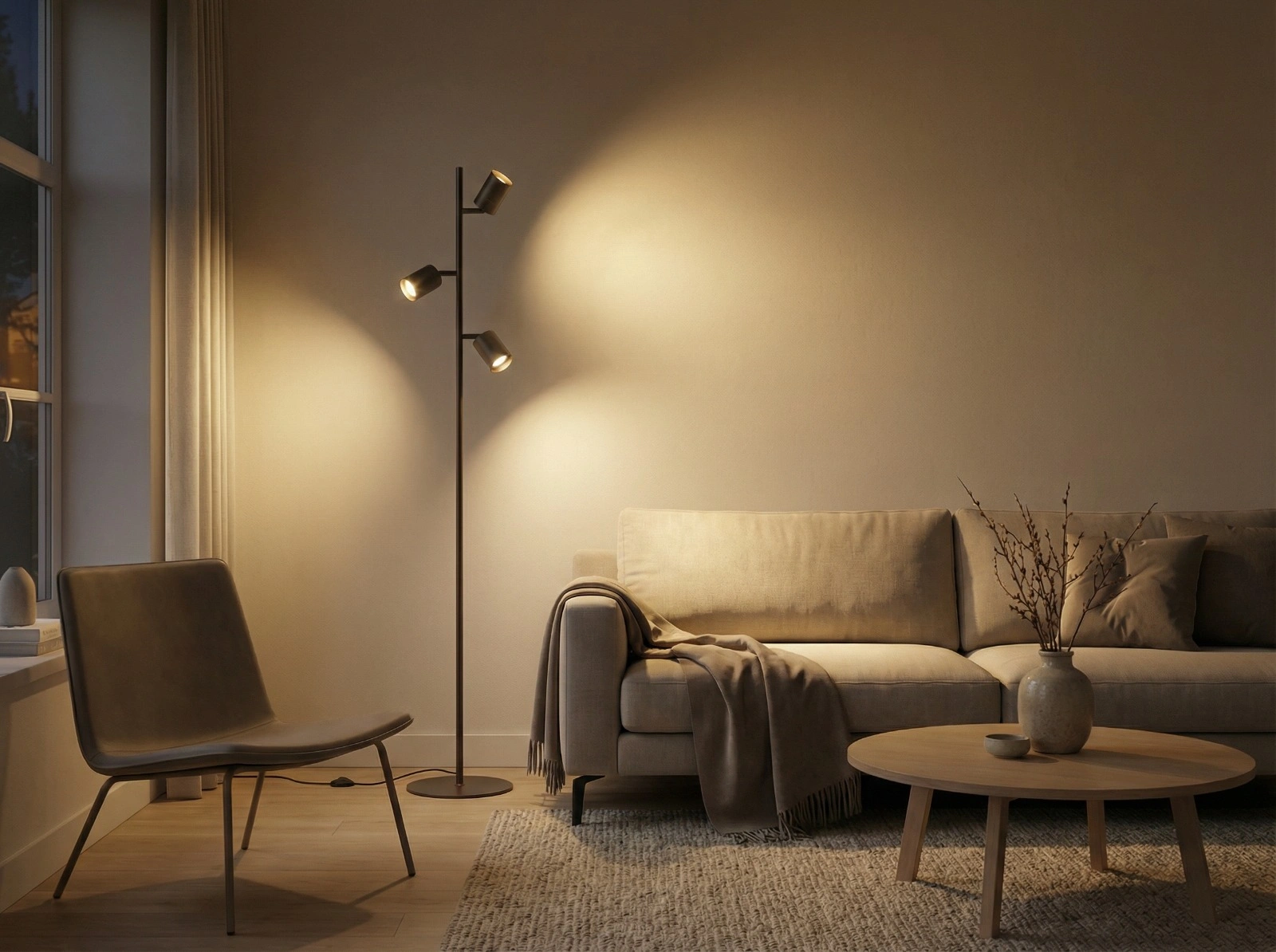 Vloerlamp met 3 verstelbare spots – cacao – Hoogte 156 cm 61226