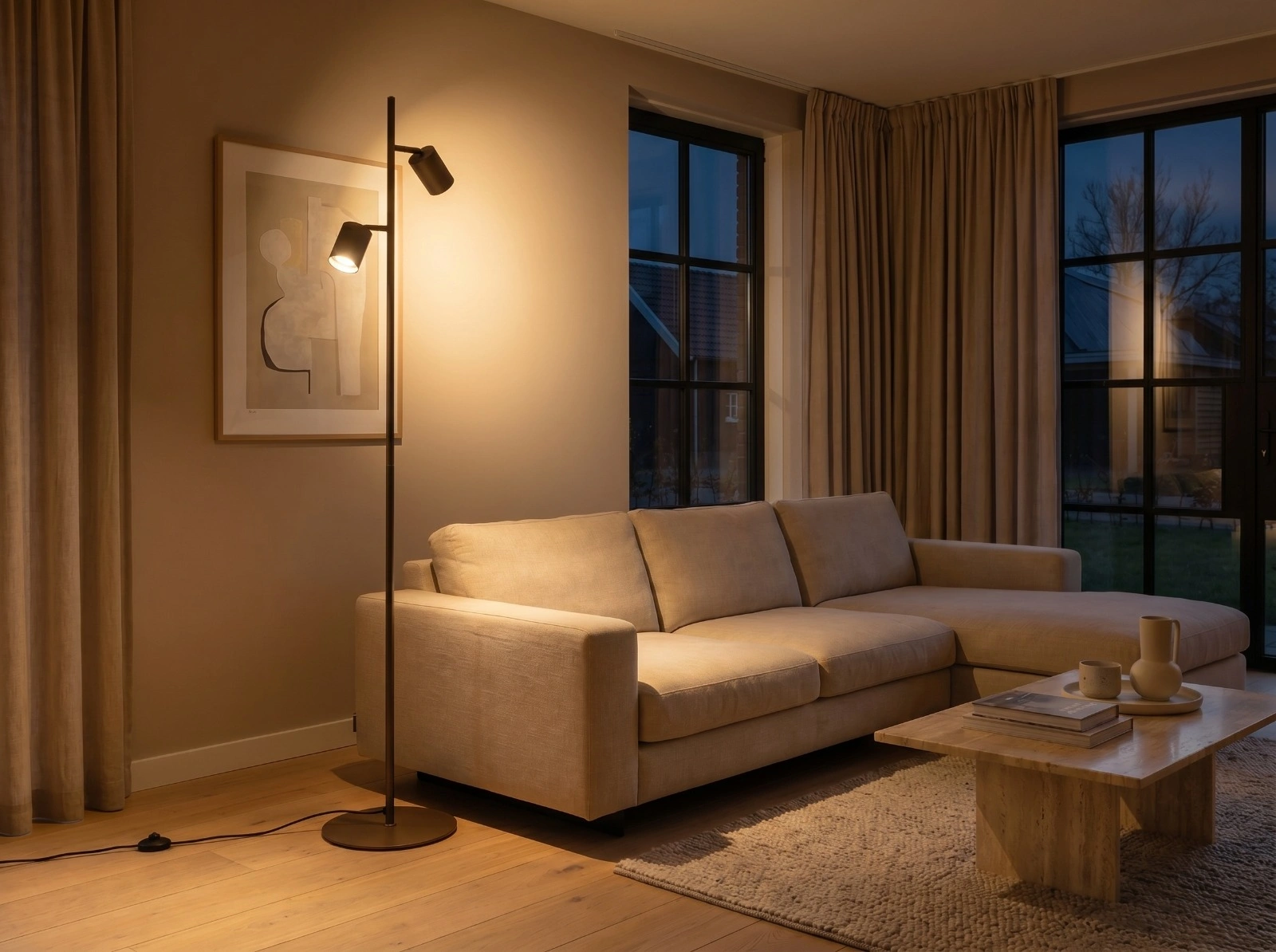 Vloerlamp cacao met 2 spots - Gu10 - 150cm 61225