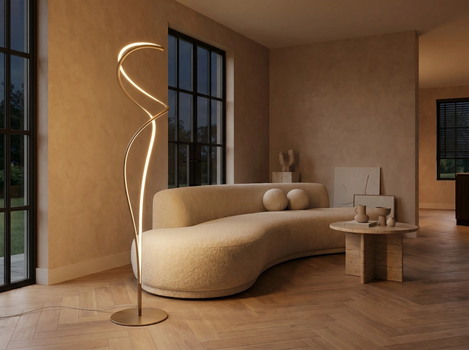 Design vloerlamp chique licht goud - dimbaar in sterkte en lichtkleur  - 165cm 46235