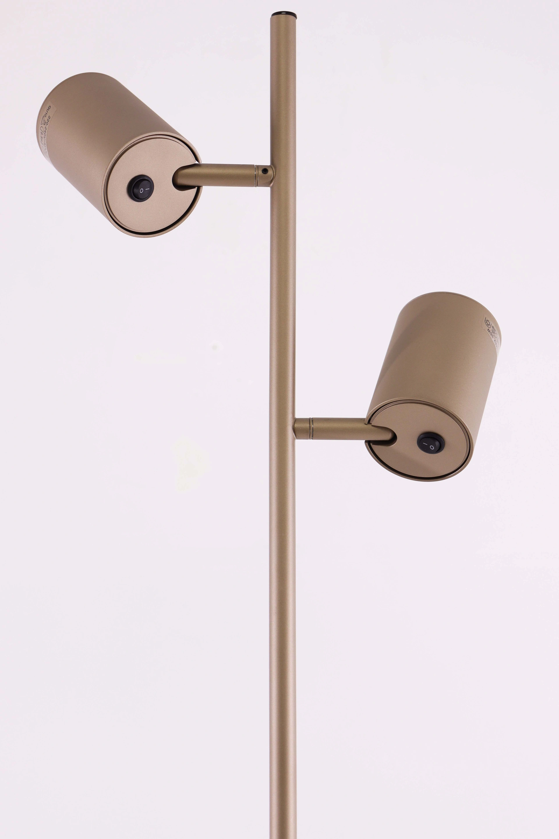 Vloerlamp 2-lichts verstelbare GU10 spots – champagne - Hoogte 150 cm 46502