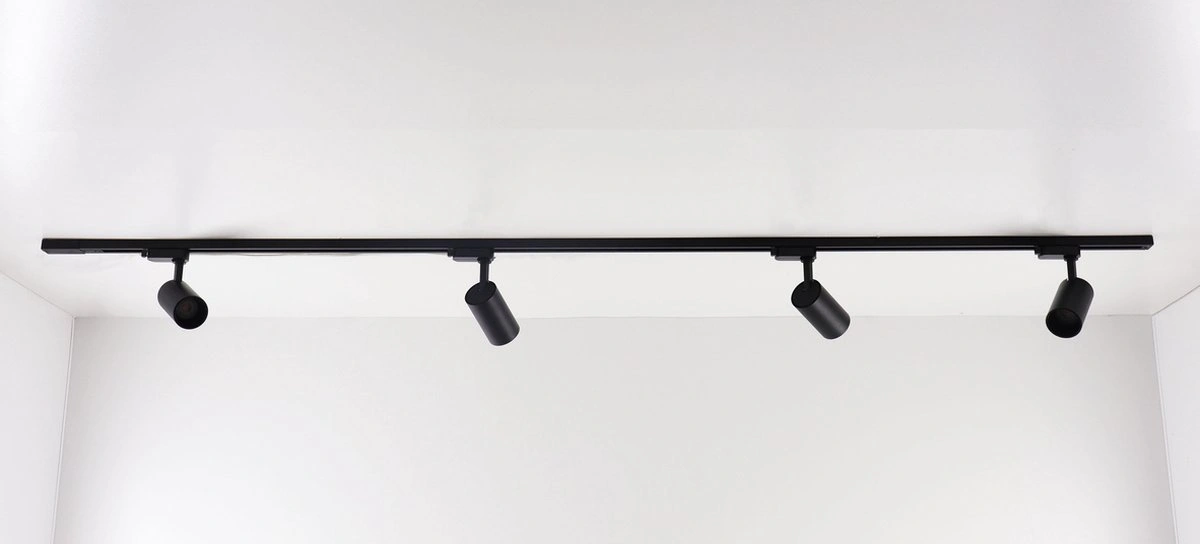 Railverlichting - complete set Maxi - 2 meter zwart met 4 spots railsysteem SW01551B