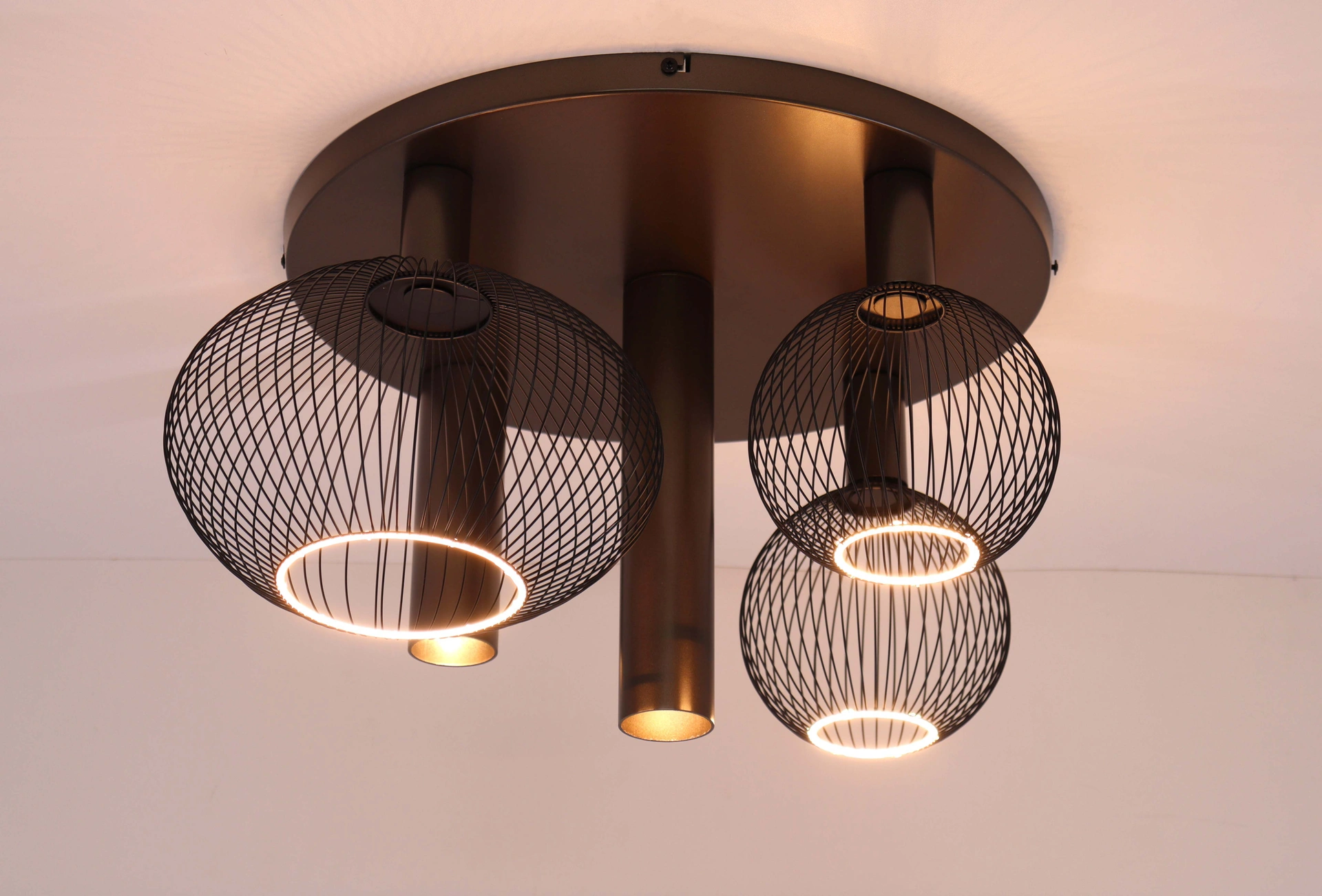 Plafondlamp cacao bruin 5 lichts – Inclusief Segula Floating Filo zwart – Diameter 50 cm 50296