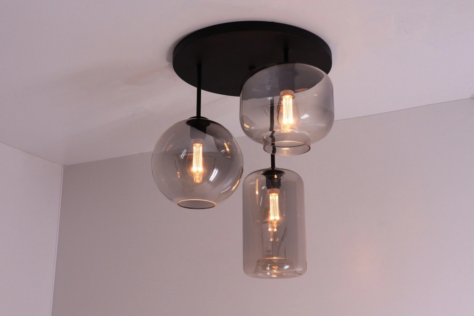 Plafondlamp 3 glazen - Grey glas 42560+GR