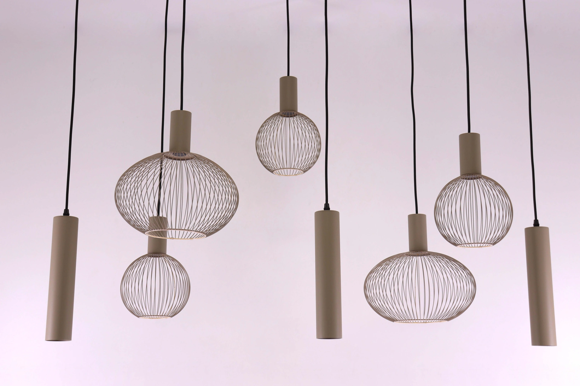 Hanglamp zand ovaal 8-lichts - segula floating filo met kokers - Lengte 140cm 50271