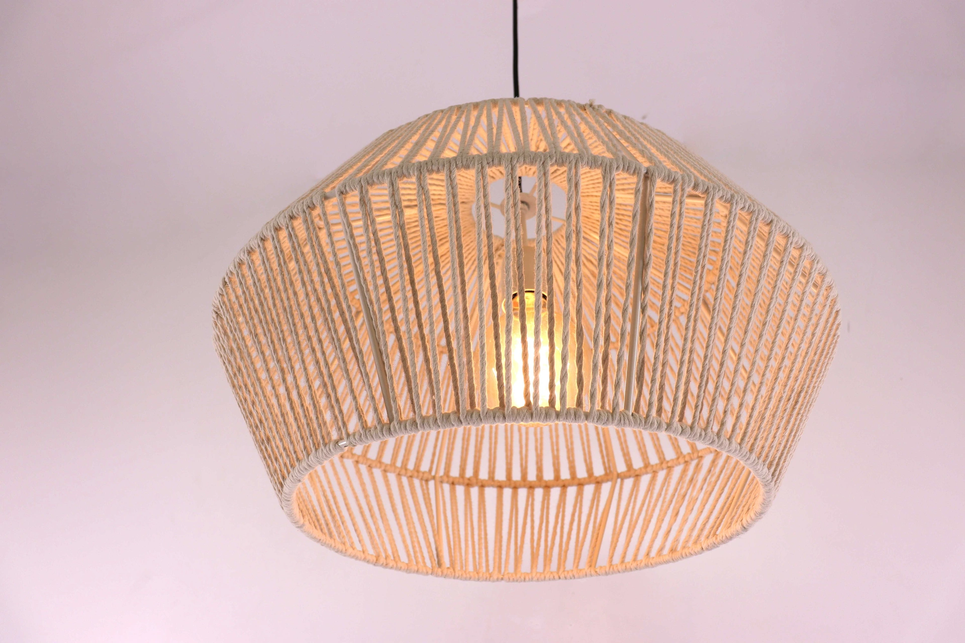 Hanglamp touw cream - Boho Rattan – Natuurlijke Gevlochten Lampenkap - Diameter 49cm 46323